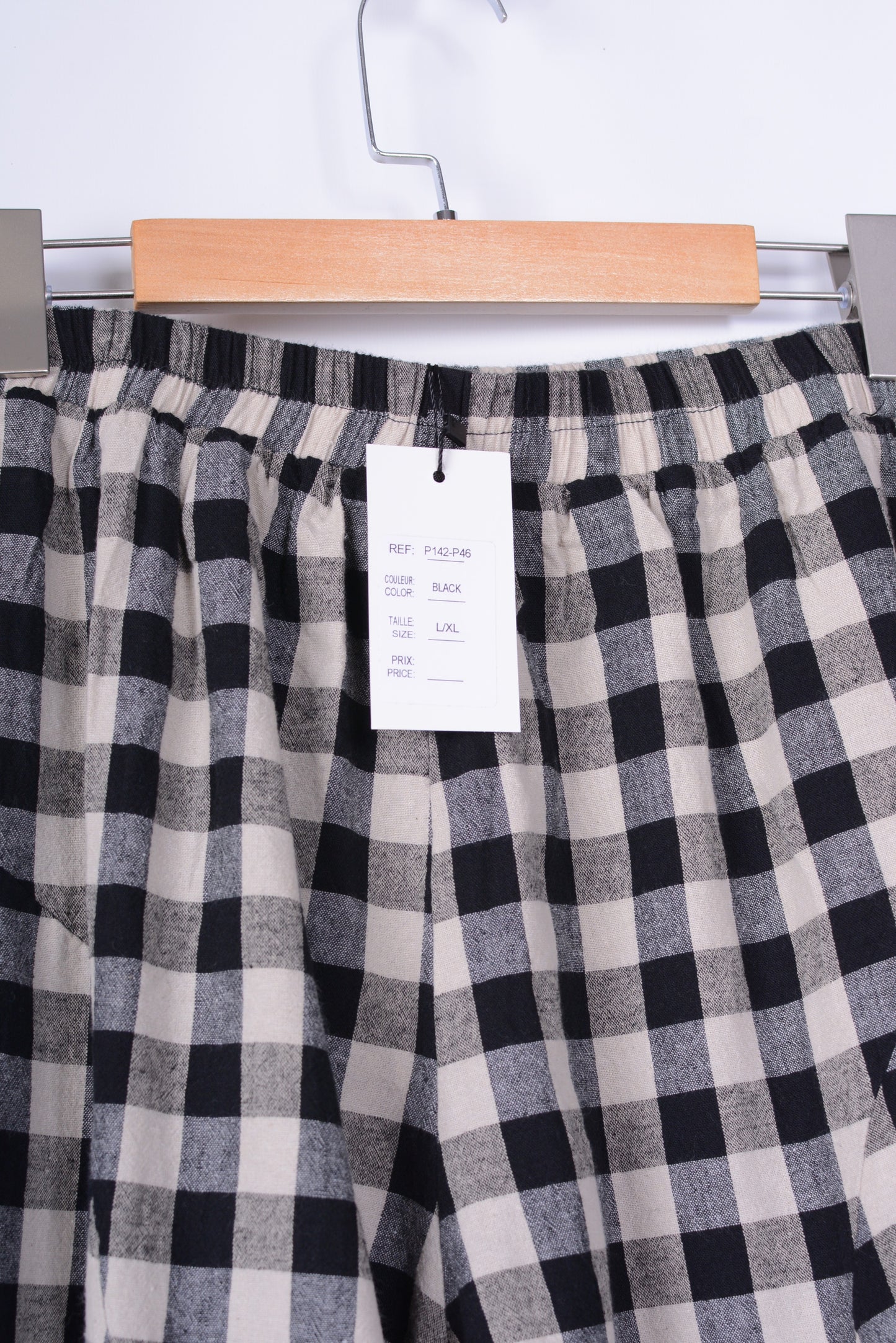 Bella Blue Lagenlook Black Cream Check Barrel Pants/Trousers L/XL - B253