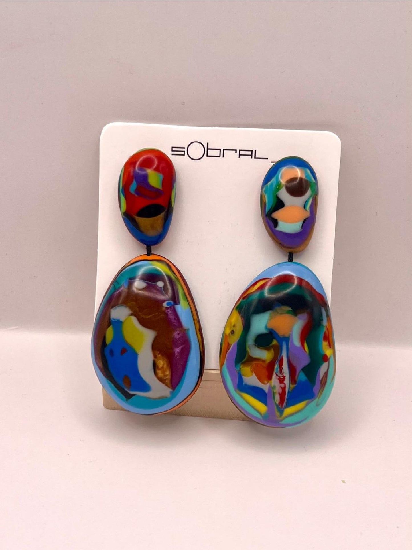 Sobral Gabriele K Multicolour Large Oval Beads Arty Earrings Lagenlook - 3609