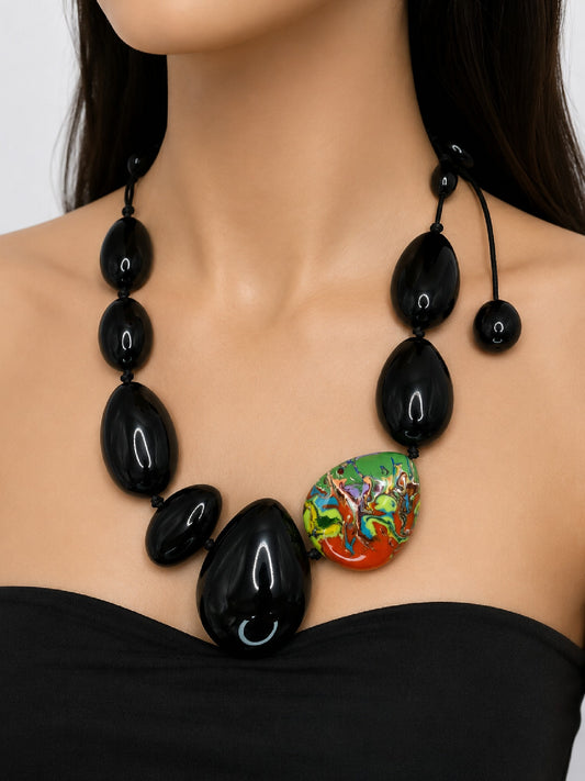 Sobral Jackie Brazil ELLEN POLLOK Resin Necklace Lagenlook Colourful - 05411