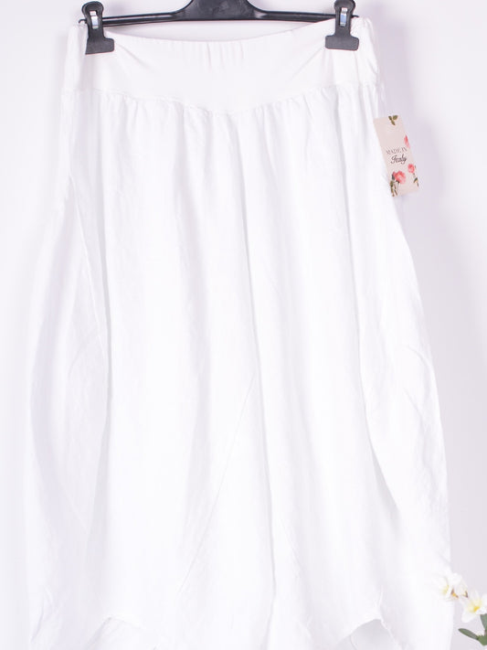 Lagenlook Linen Balloon/Tulip Trousers Harem Pants White Size 16/18 - 9470 - 1