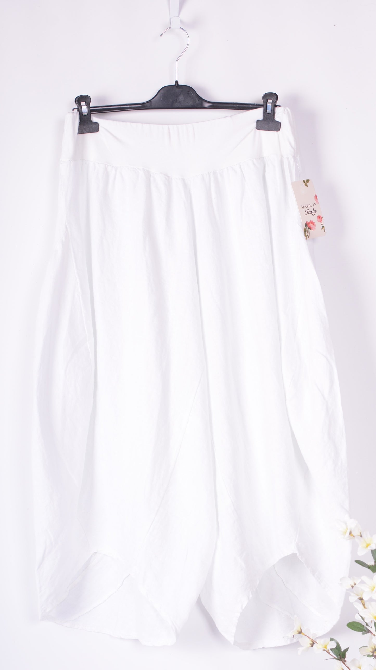 Lagenlook Linen Balloon/Tulip Trousers Harem Pants White Size 16/18 - B128