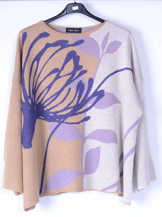 Bella Blue Lagenlook Oversized Soft Knit Jumper - B115