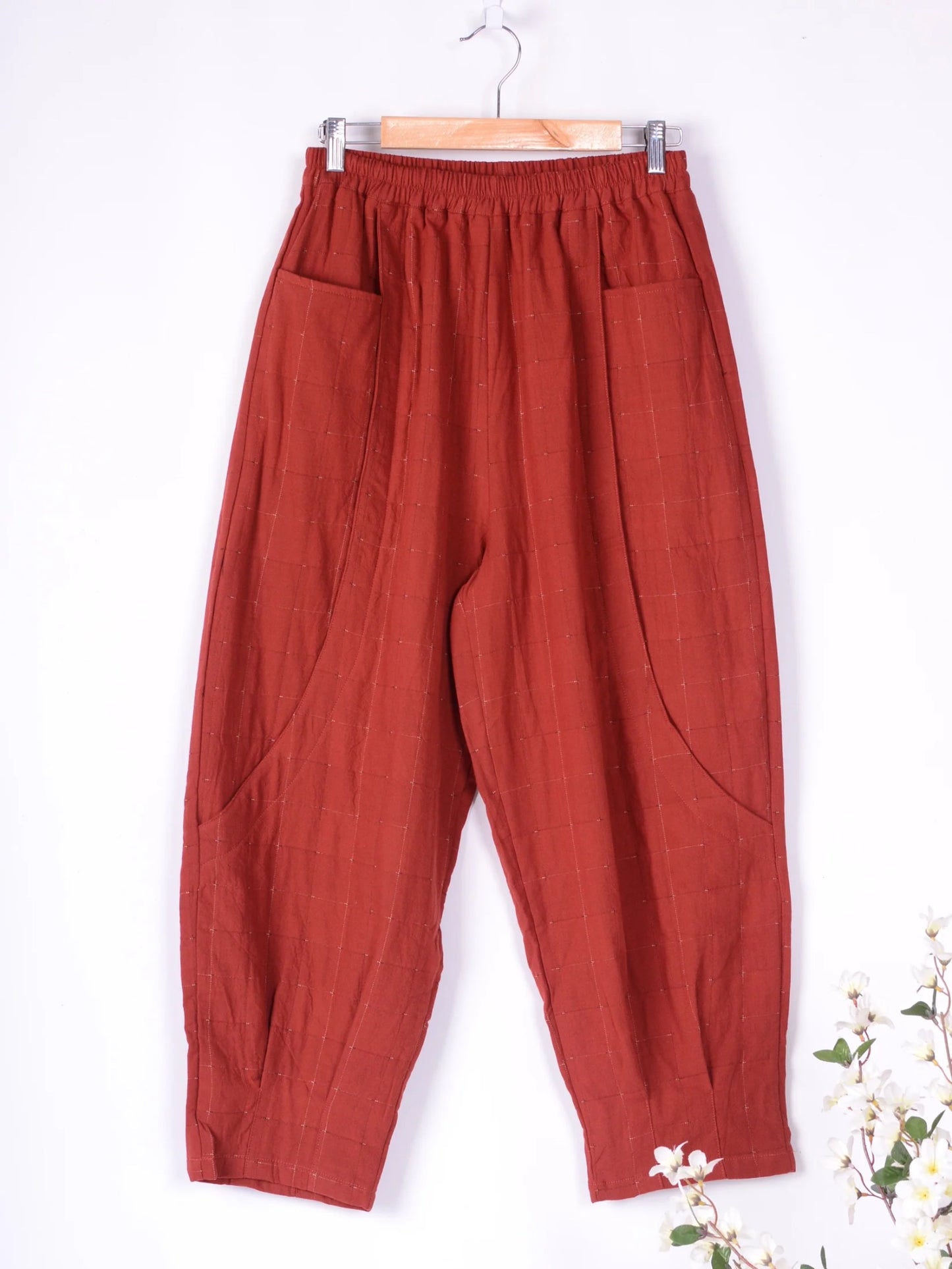Bella Blue Barrel Leg Trouser Lagenlook Wide Leg S/M - B150