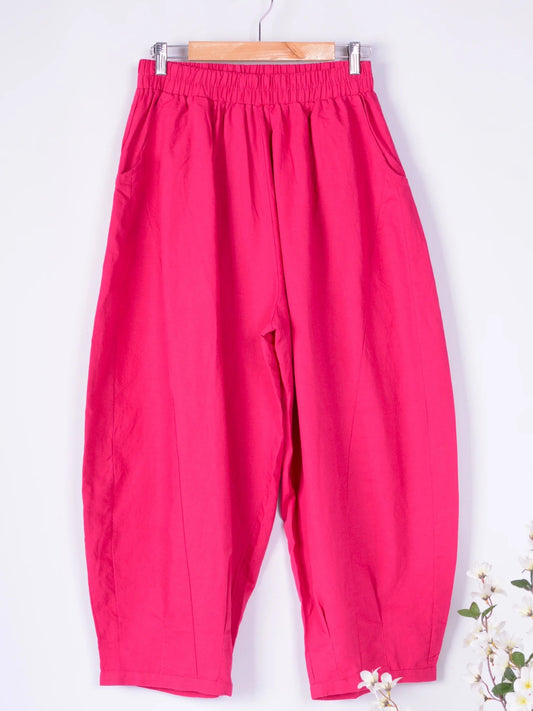 Bella Blue Barrel Leg Trouser Arty Pink Lagenlook Wide Leg S/M - B151