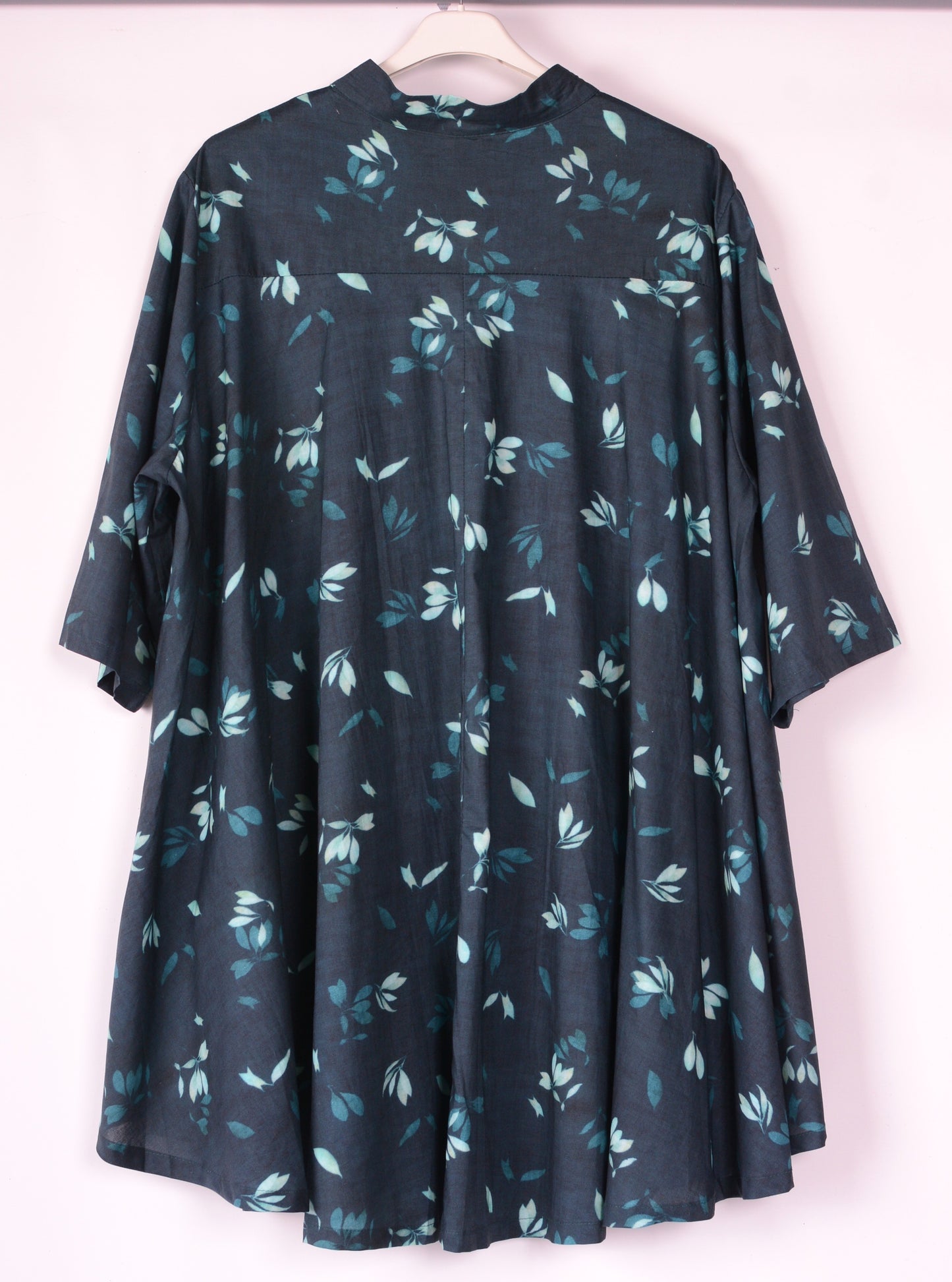 Bella Blue Lagenlook Boho Shirt Dress Navy Blue L/XL - B114
