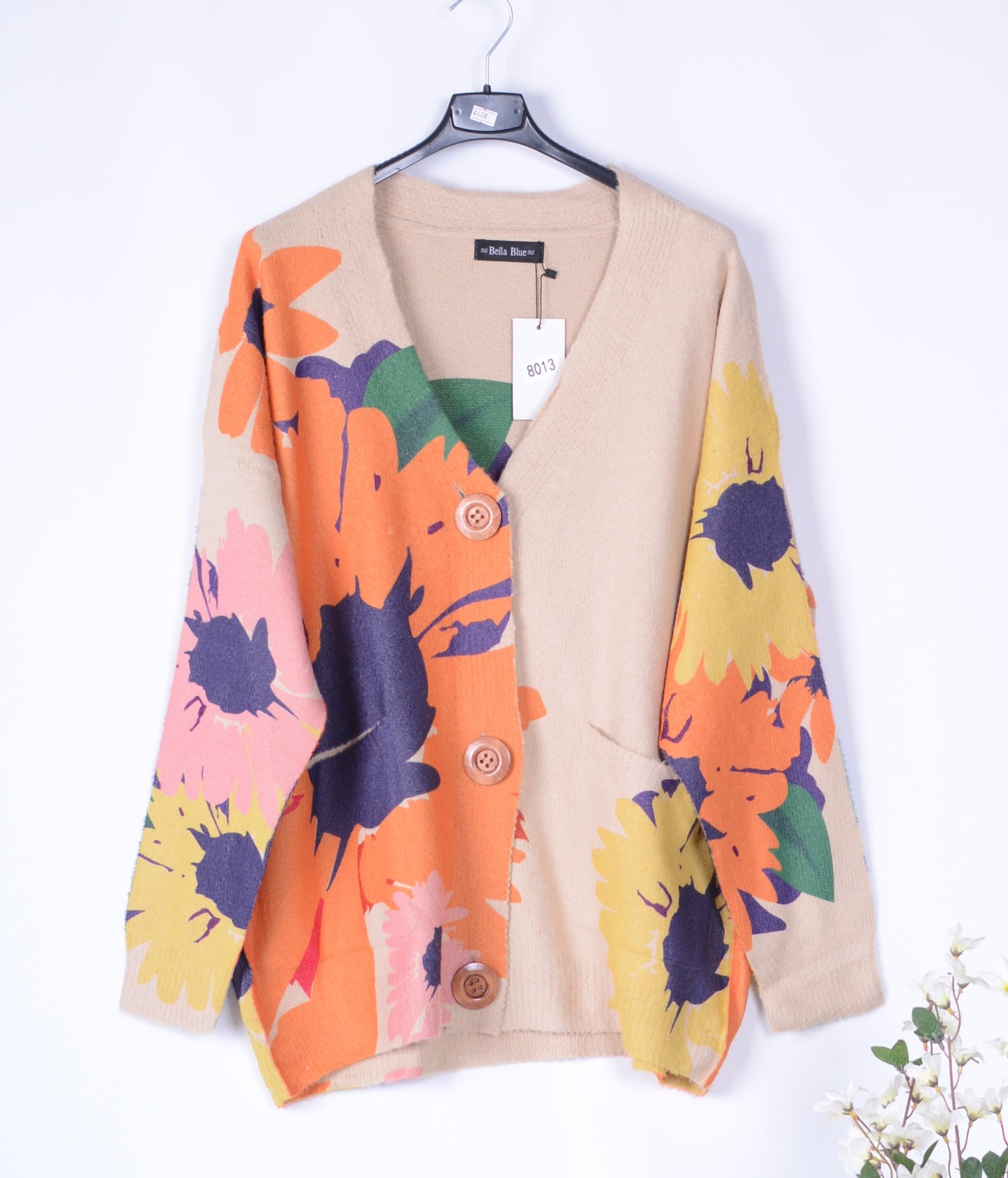 Bella Blue Lagenlook Colourful Soft Knit Cardigan  - B124