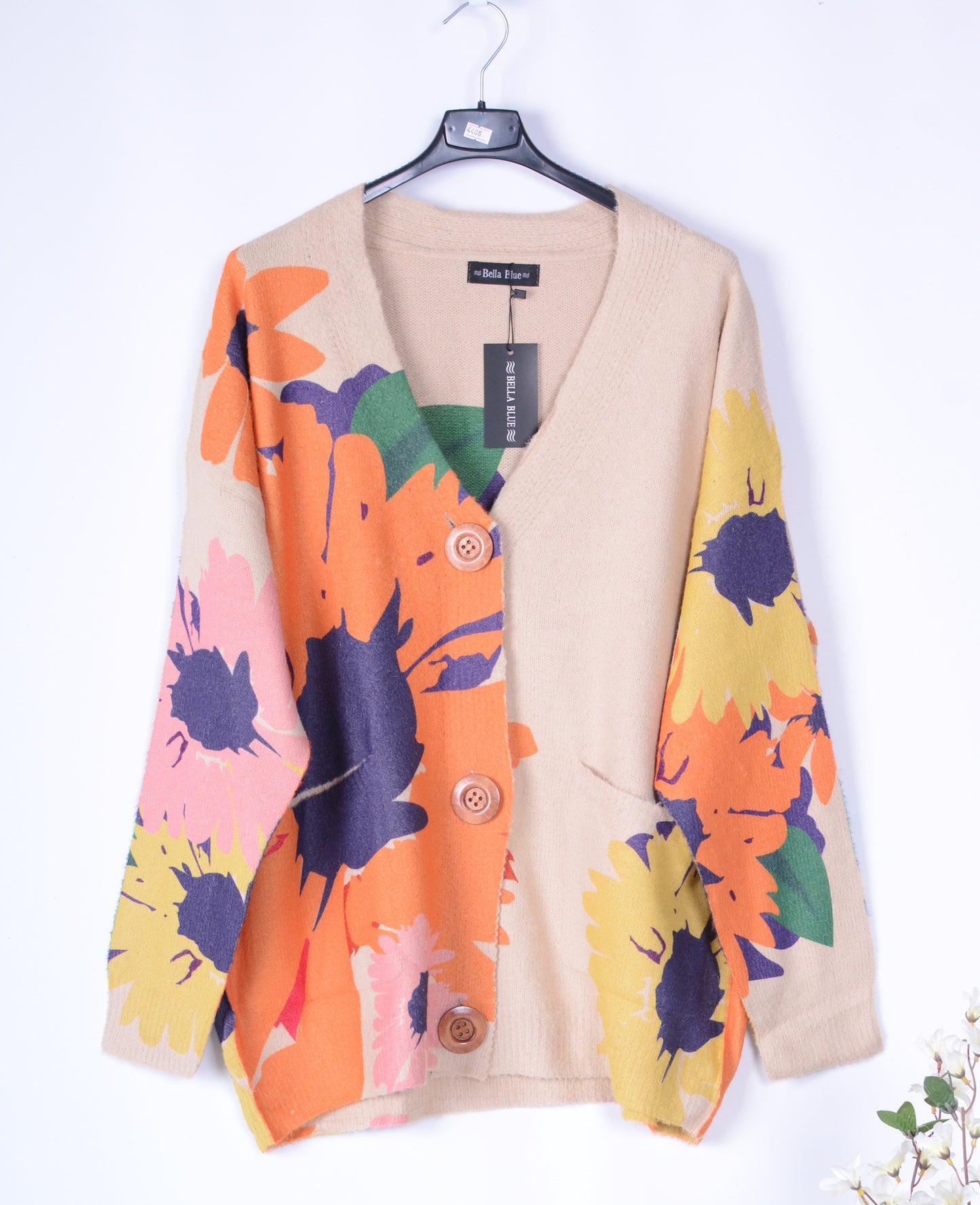 Bella Blue Lagenlook Colourful Soft Knit Cardigan  - B124