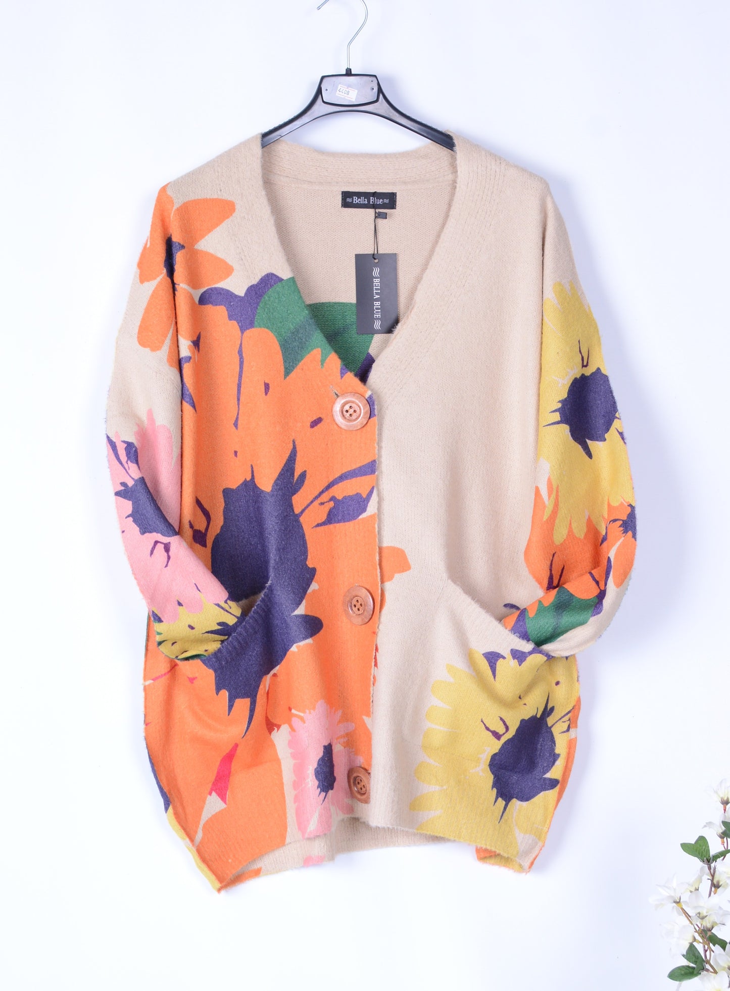 Bella Blue Lagenlook Colourful Soft Knit Cardigan  - B124