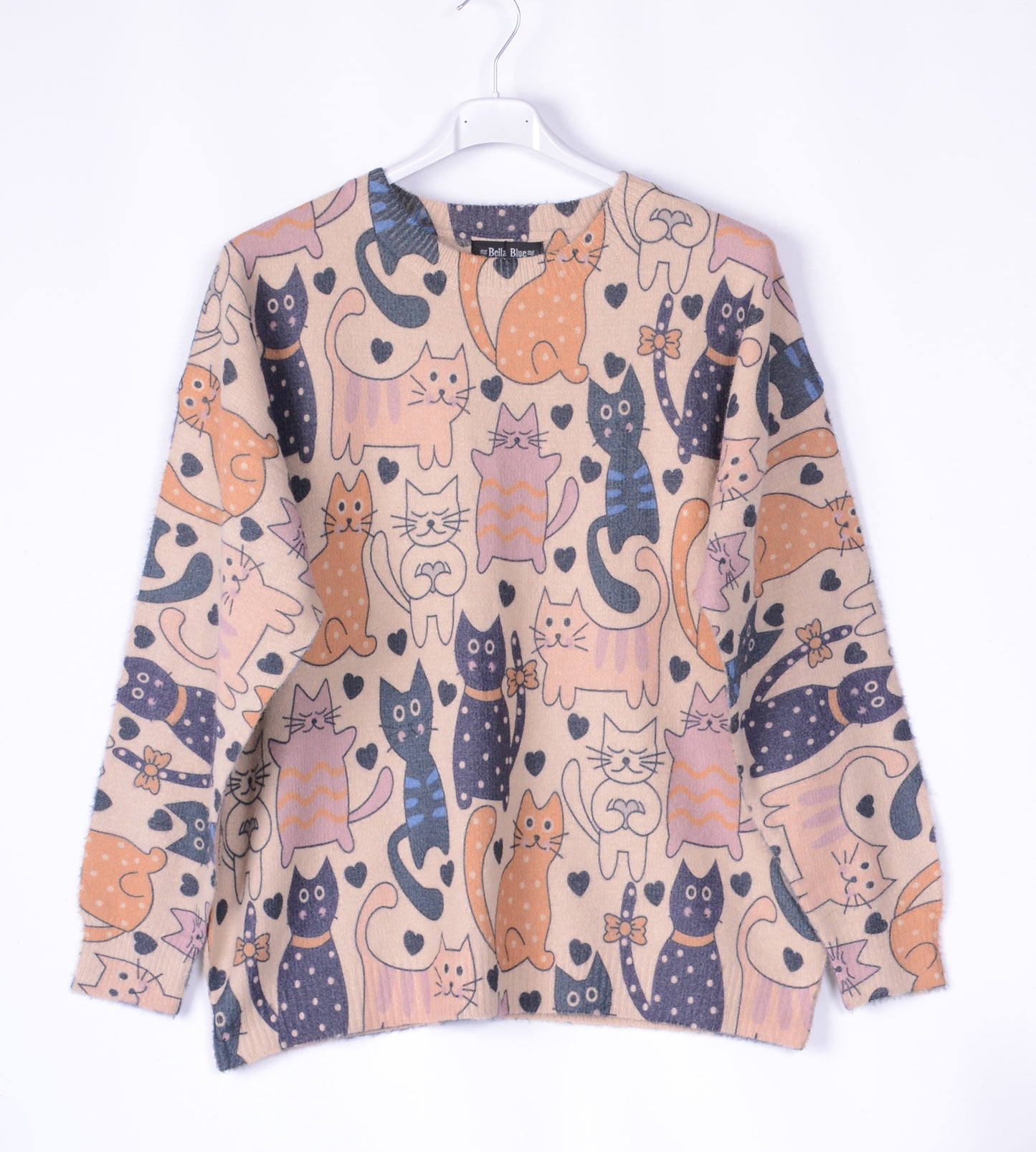 Bella Blue Lagenlook Soft Knit CATS Jumper - B117
