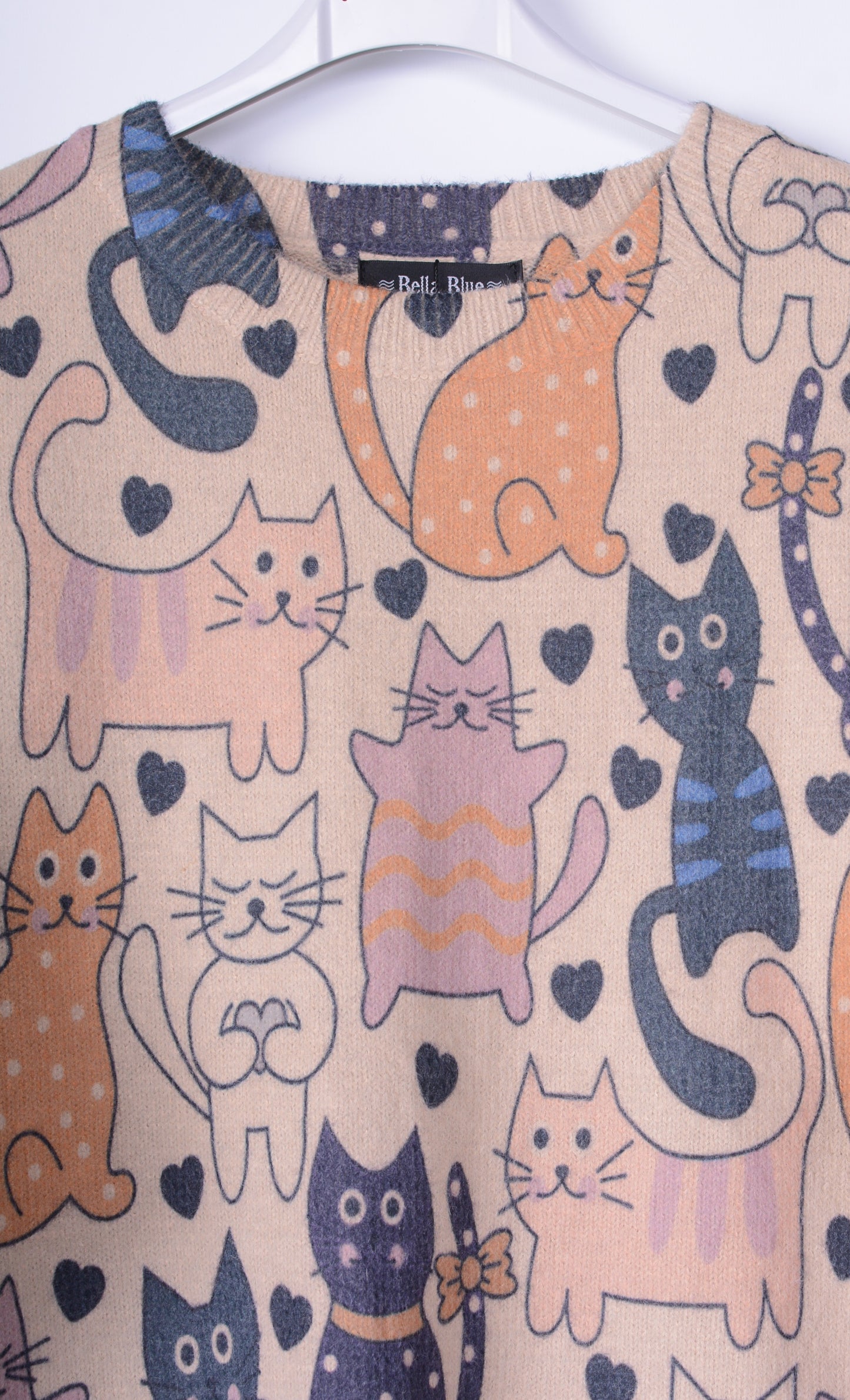 Bella Blue Lagenlook Soft Knit CATS Jumper - B117