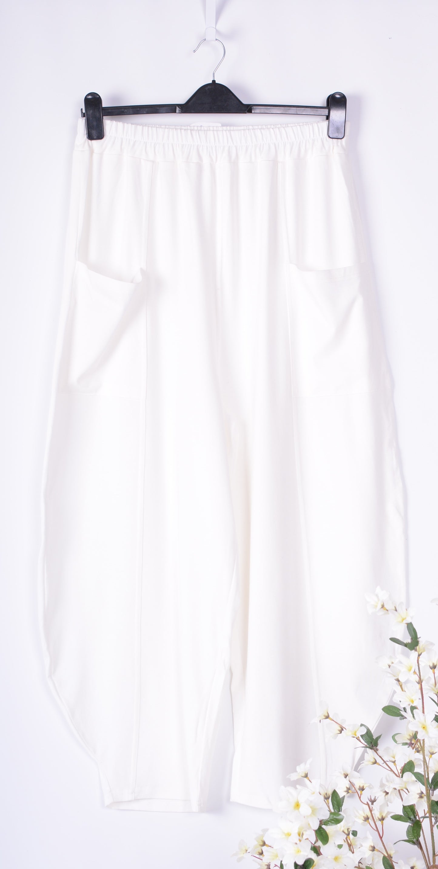 Women's Lagenlook Harem Balloon Pants Cream Wide Leg Pants Size 16/18 - B133
