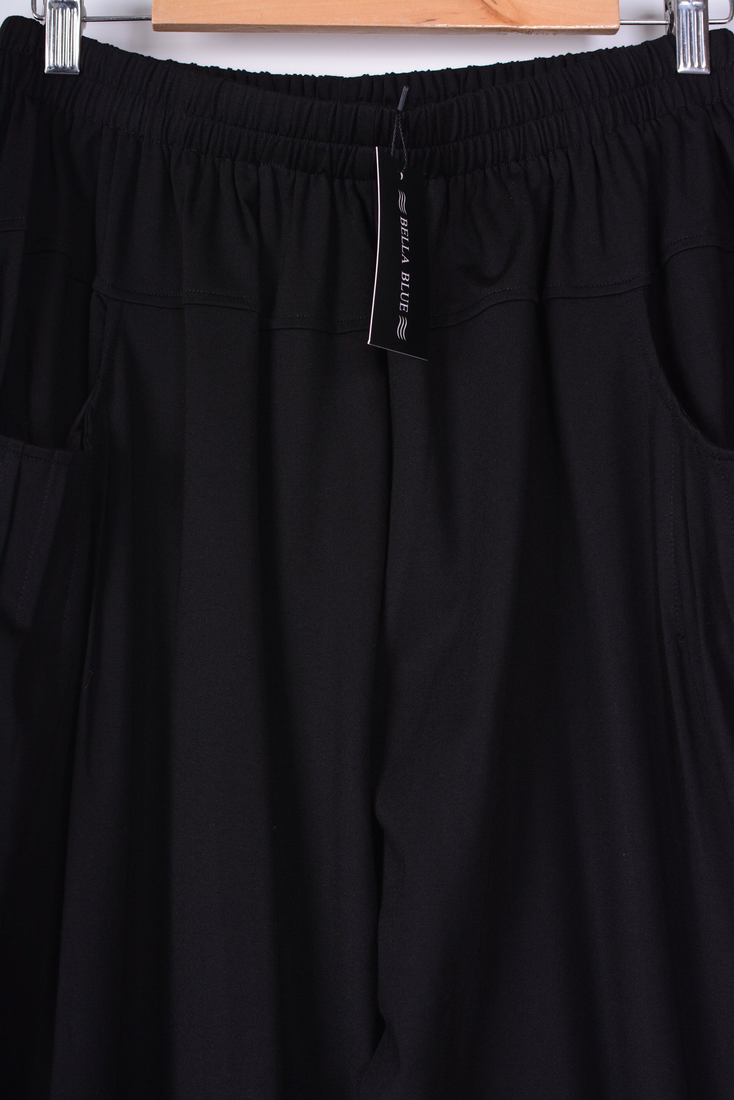Bella Blue Barrel Black Crop Trousers Lagenlook, Wide Leg, S/M  - B149