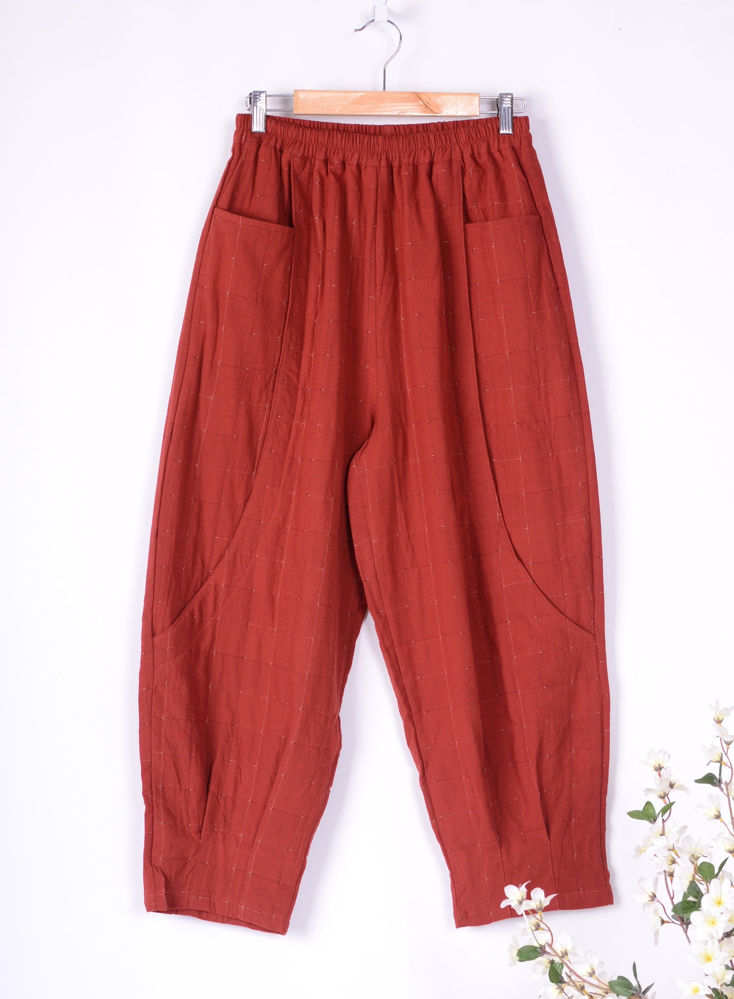 Bella Blue Barrel Leg Trouser Lagenlook Wide Leg S/M - B150