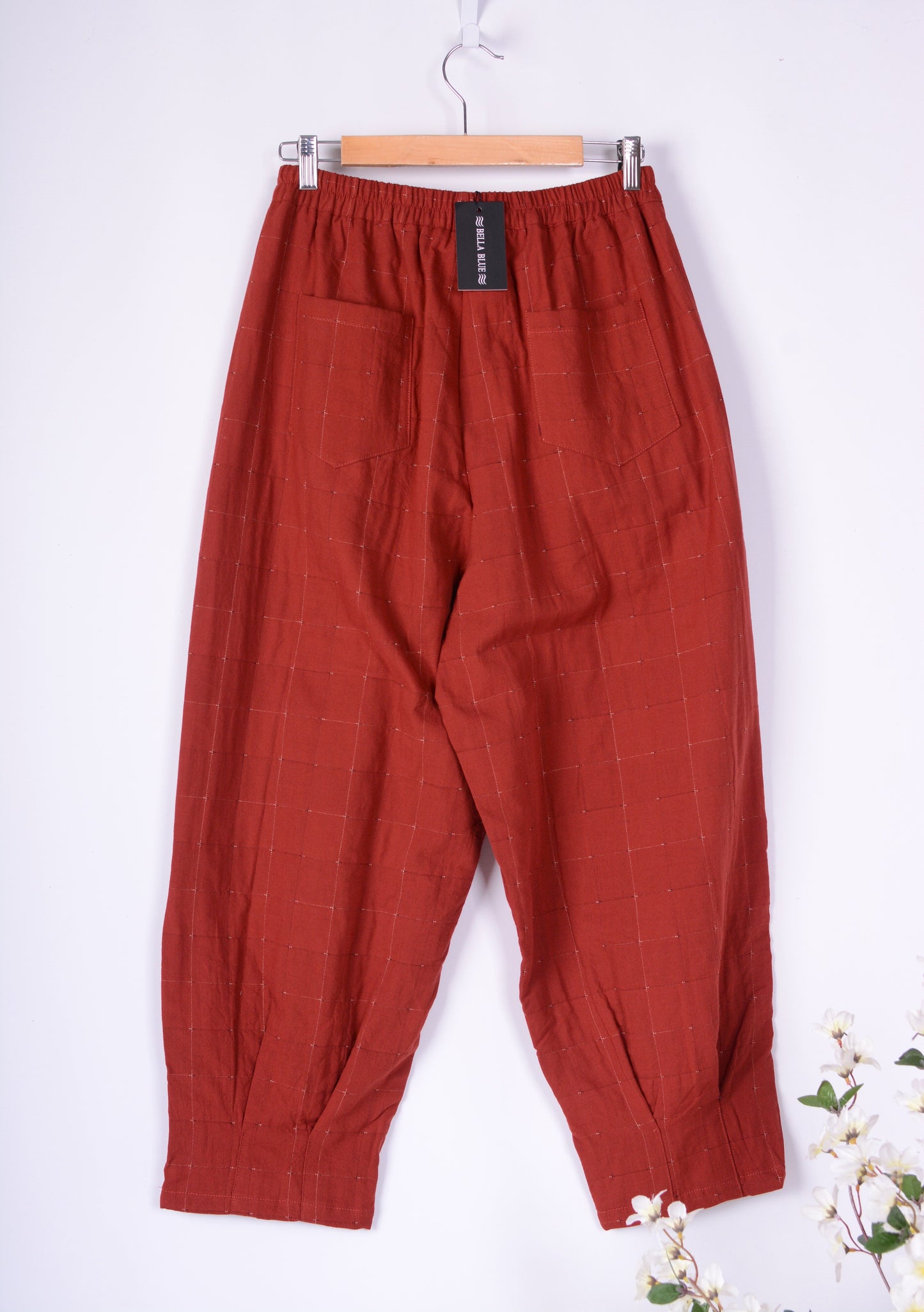 Bella Blue Barrel Leg Trouser Lagenlook Wide Leg S/M - B150
