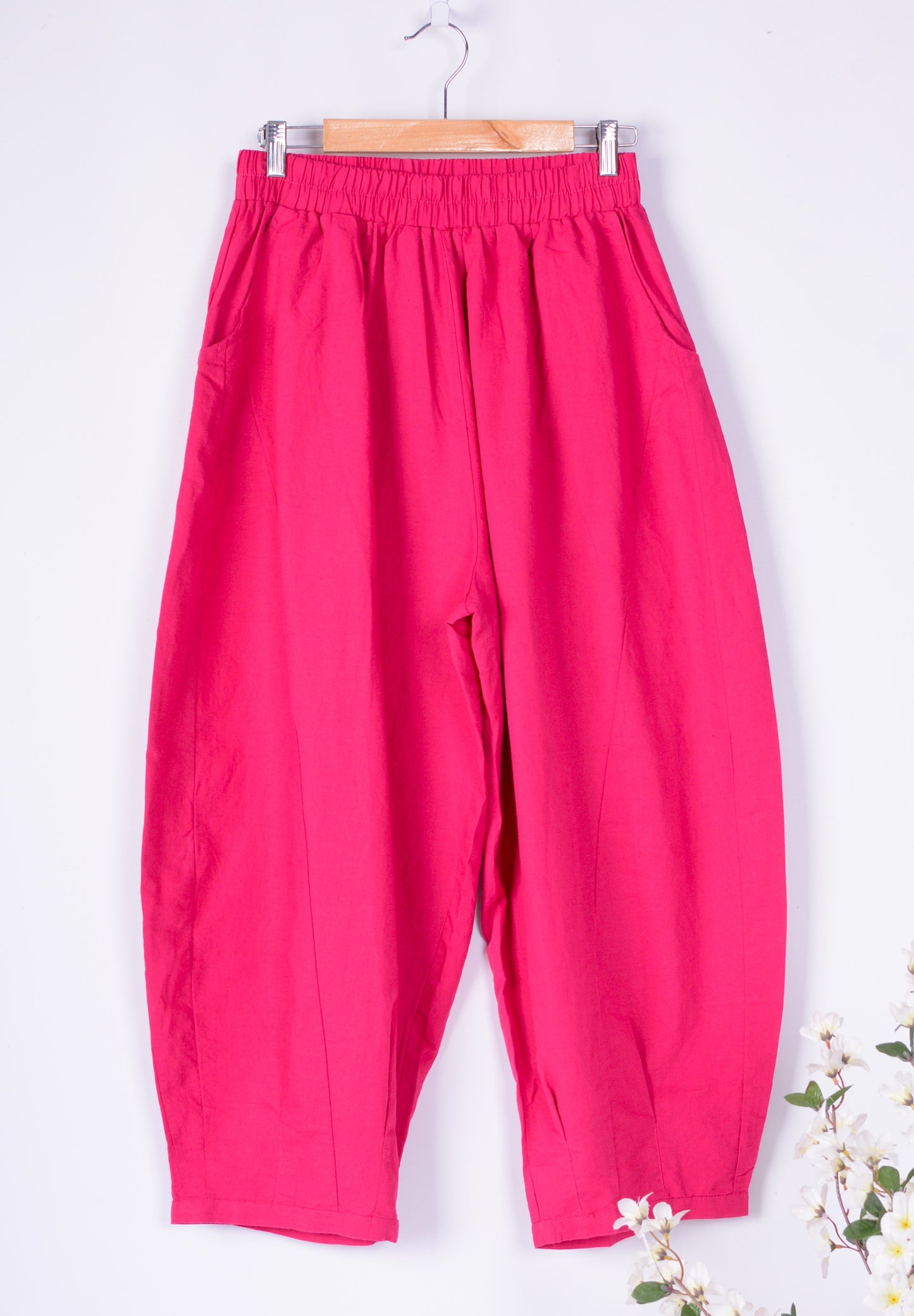 Bella Blue Barrel Leg Trouser Arty Pink Lagenlook Wide Leg S/M - B151
