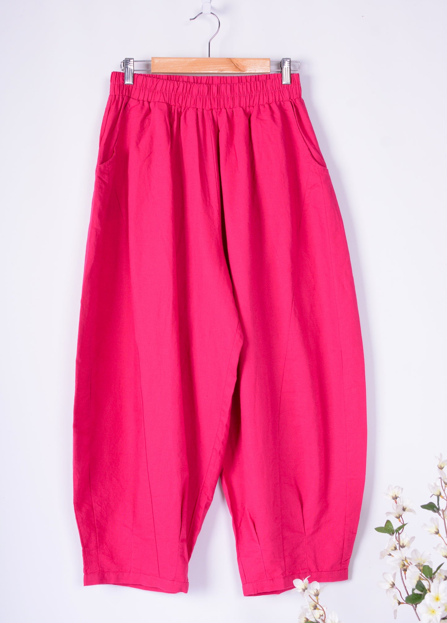 Bella Blue Barrel Leg Trouser Arty Pink Lagenlook Wide Leg S/M - B151