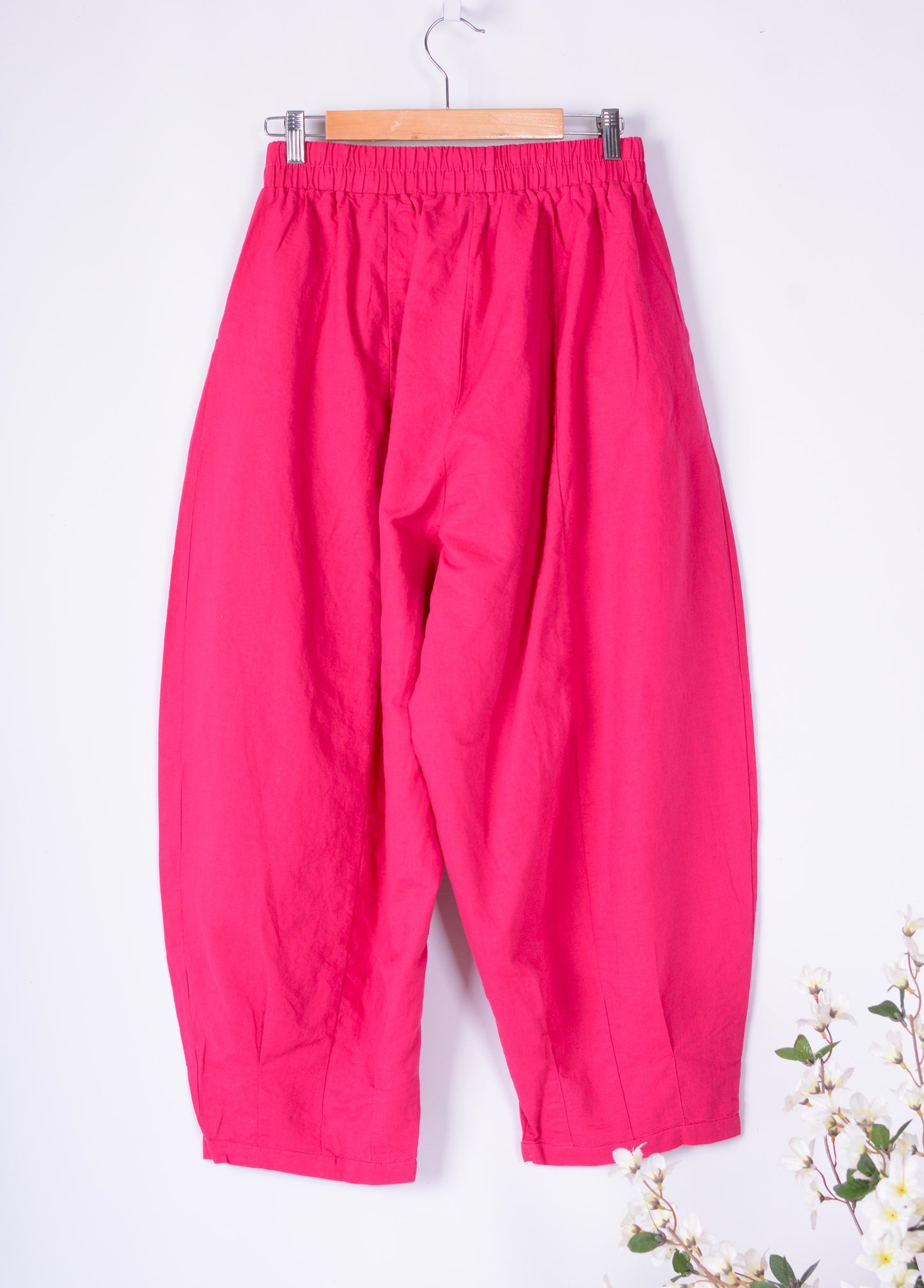 Bella Blue Barrel Leg Trouser Arty Pink Lagenlook Wide Leg S/M - B151