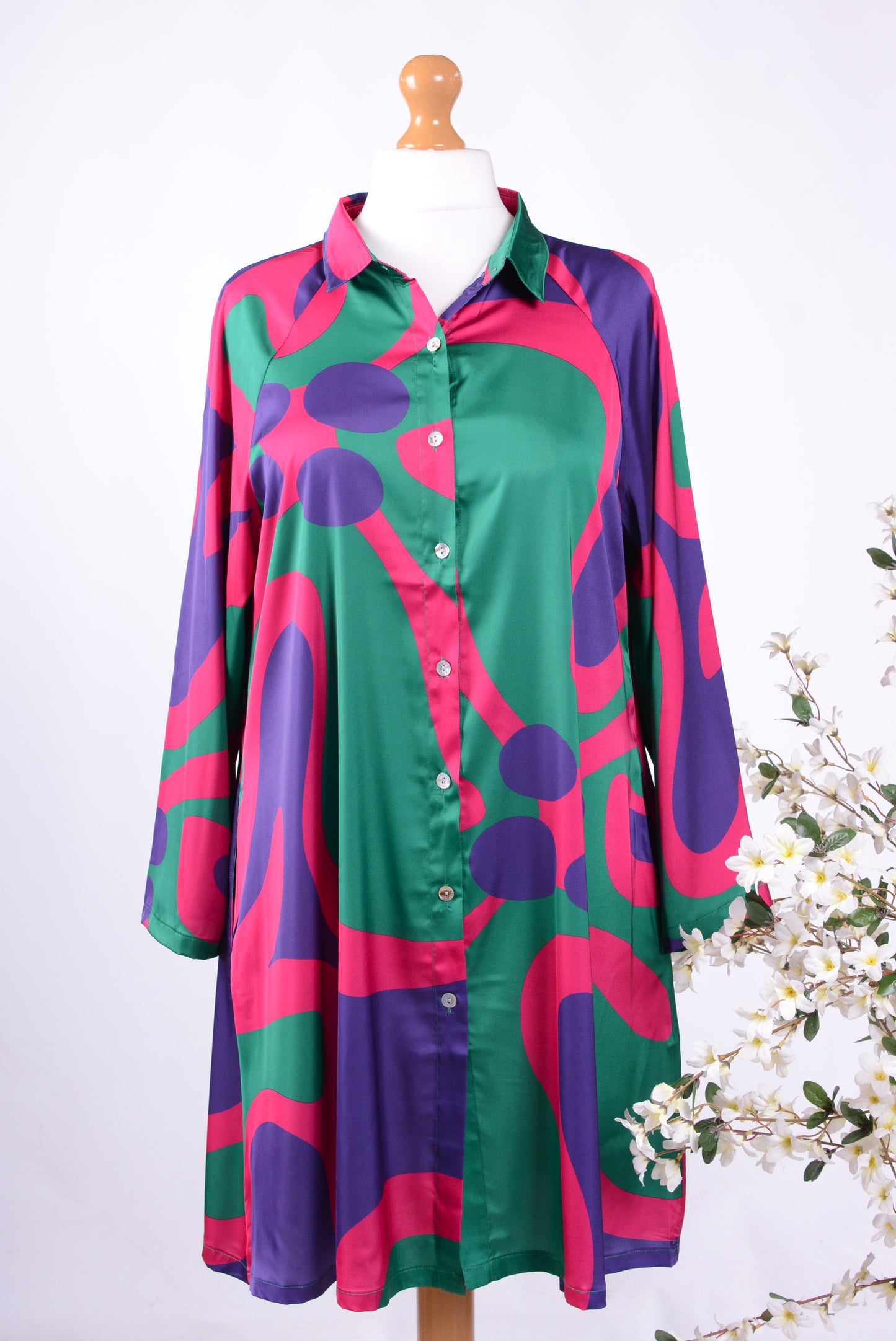 Bella Blue Lagenlook Colourful Shirt Dress S/M - B207
