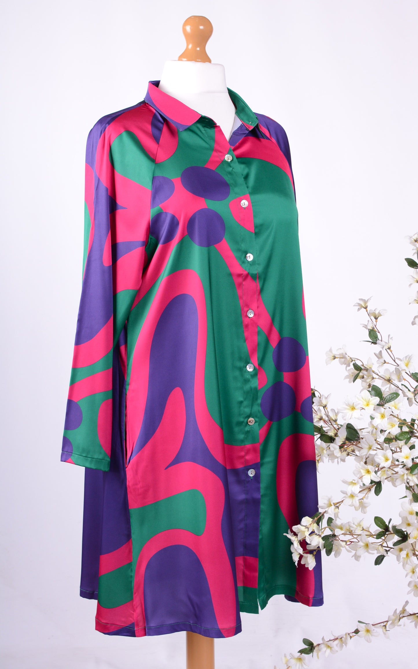 Bella Blue Lagenlook Colourful Shirt Dress S/M - B207