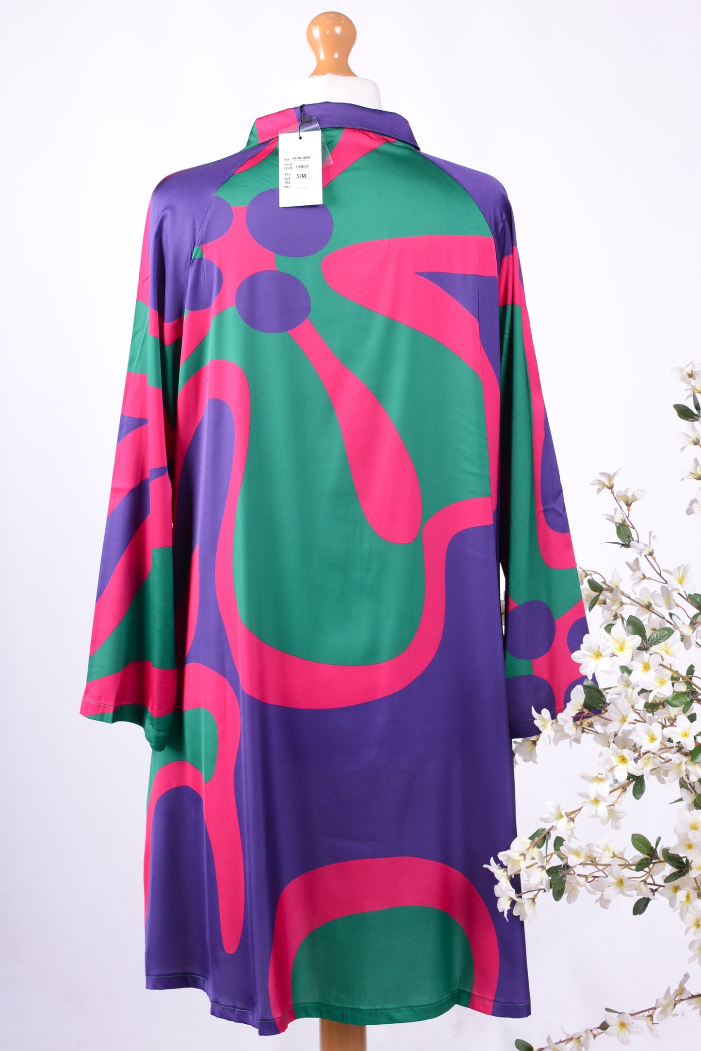 Bella Blue Lagenlook Colourful Shirt Dress S/M - B207