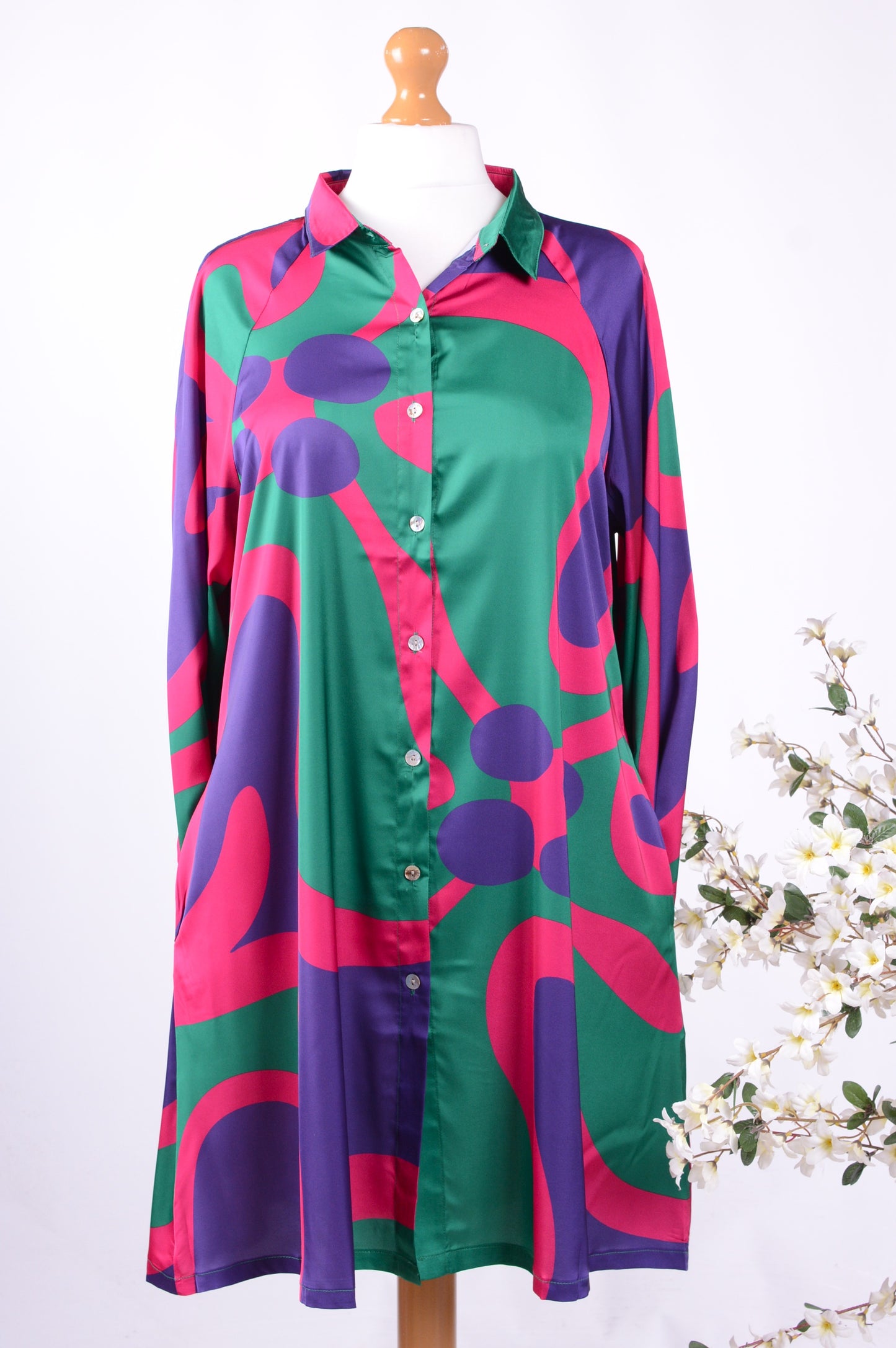 Bella Blue Lagenlook Colourful Shirt Dress S/M - B207