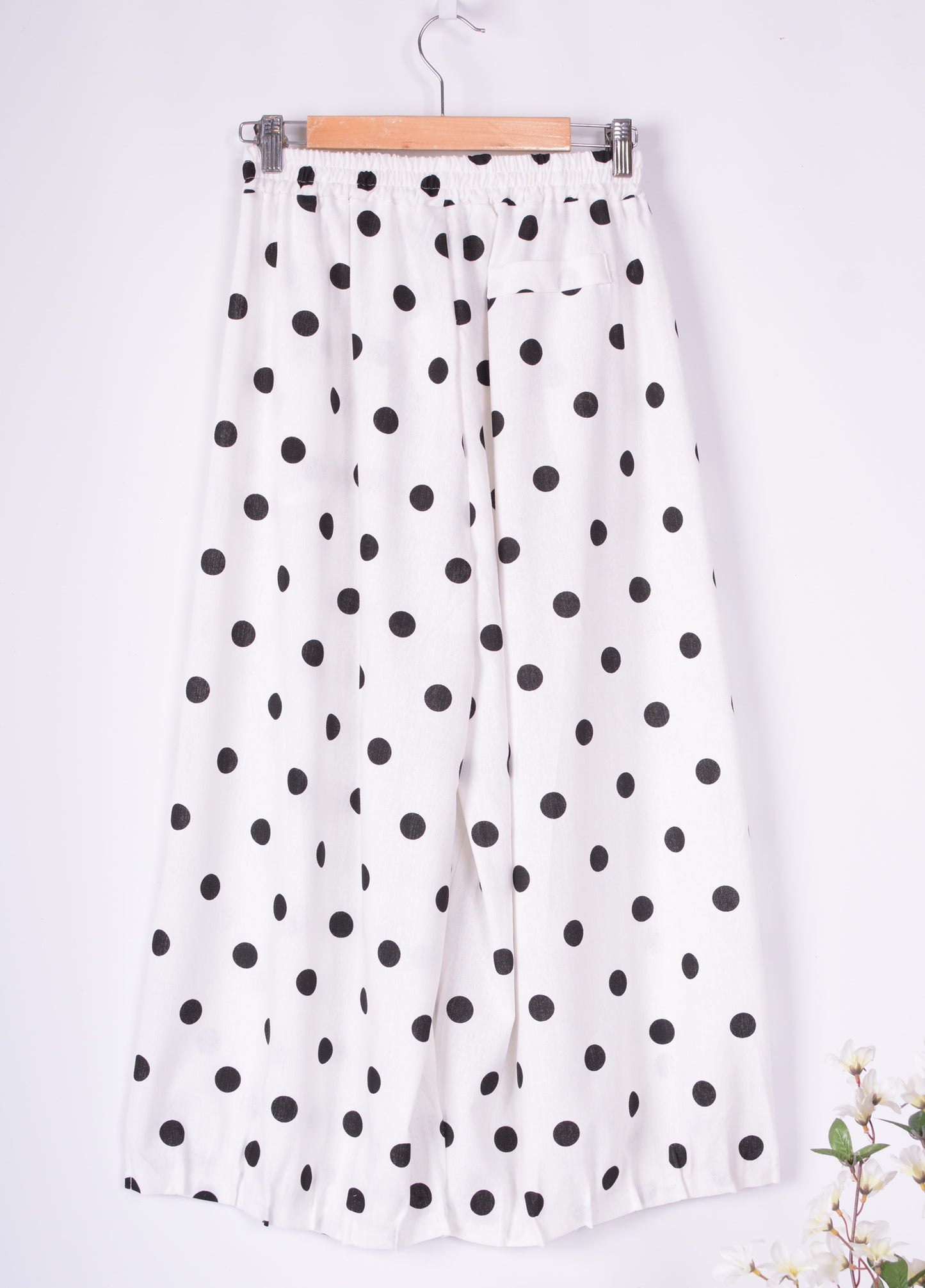 Neslay Lagenlook Wide Leg Barrel Trousers Black Cream Cotton - B181