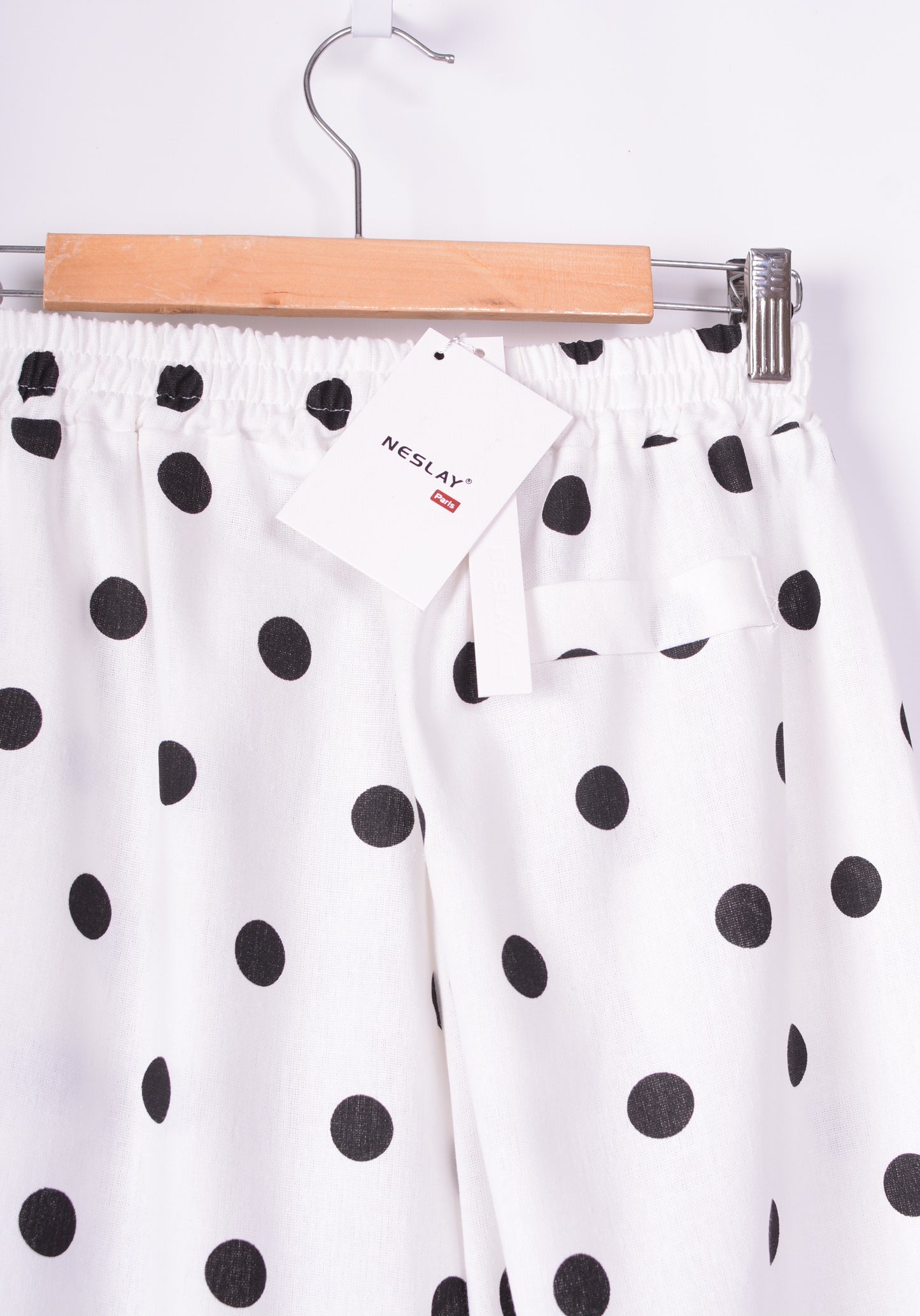 Neslay Lagenlook Wide Leg Barrel Trousers Black Cream Cotton - B181