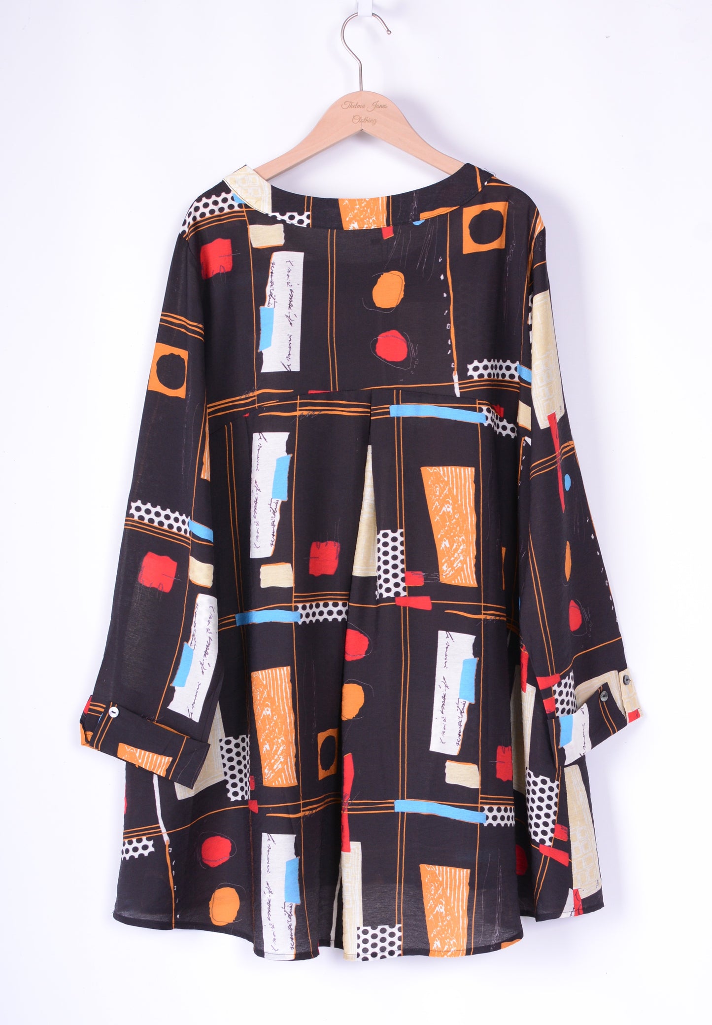 Bella Blue Lagenlook Black Colourful A Line Top Tunic S/M - B201