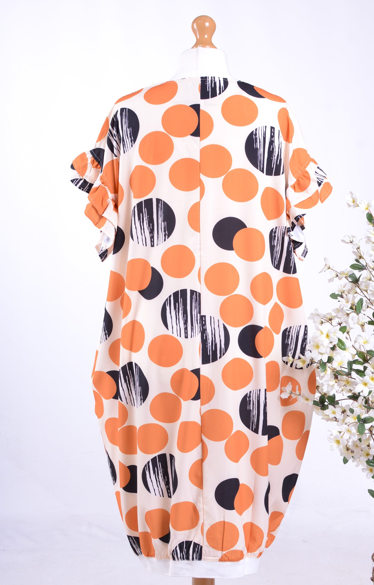 Neslay Lagenlook Arty Dress Jacket Black, Orange Spot - B177
