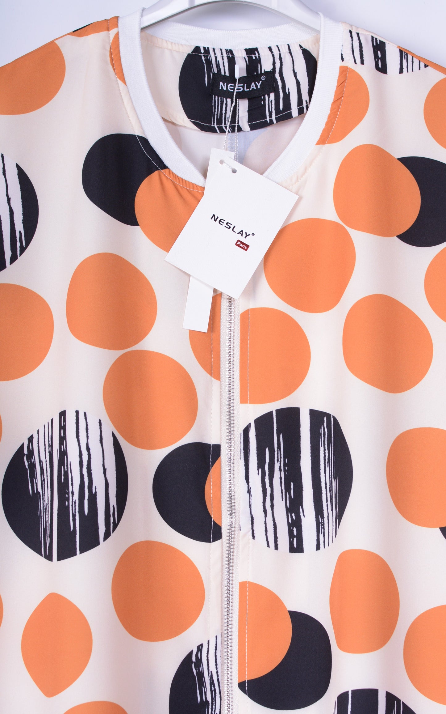 Neslay Lagenlook Arty Dress Jacket Black, Orange Spot - B177