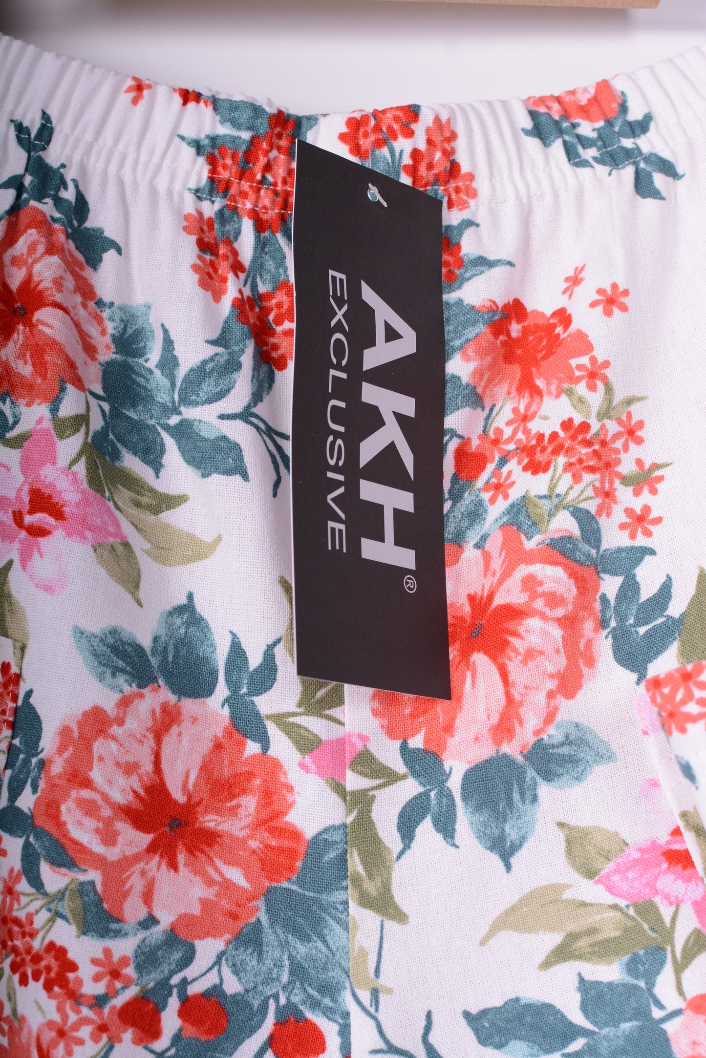 AKH Germany Lagenlook Wide Leg Barrel Trousers Linen Floral - B235