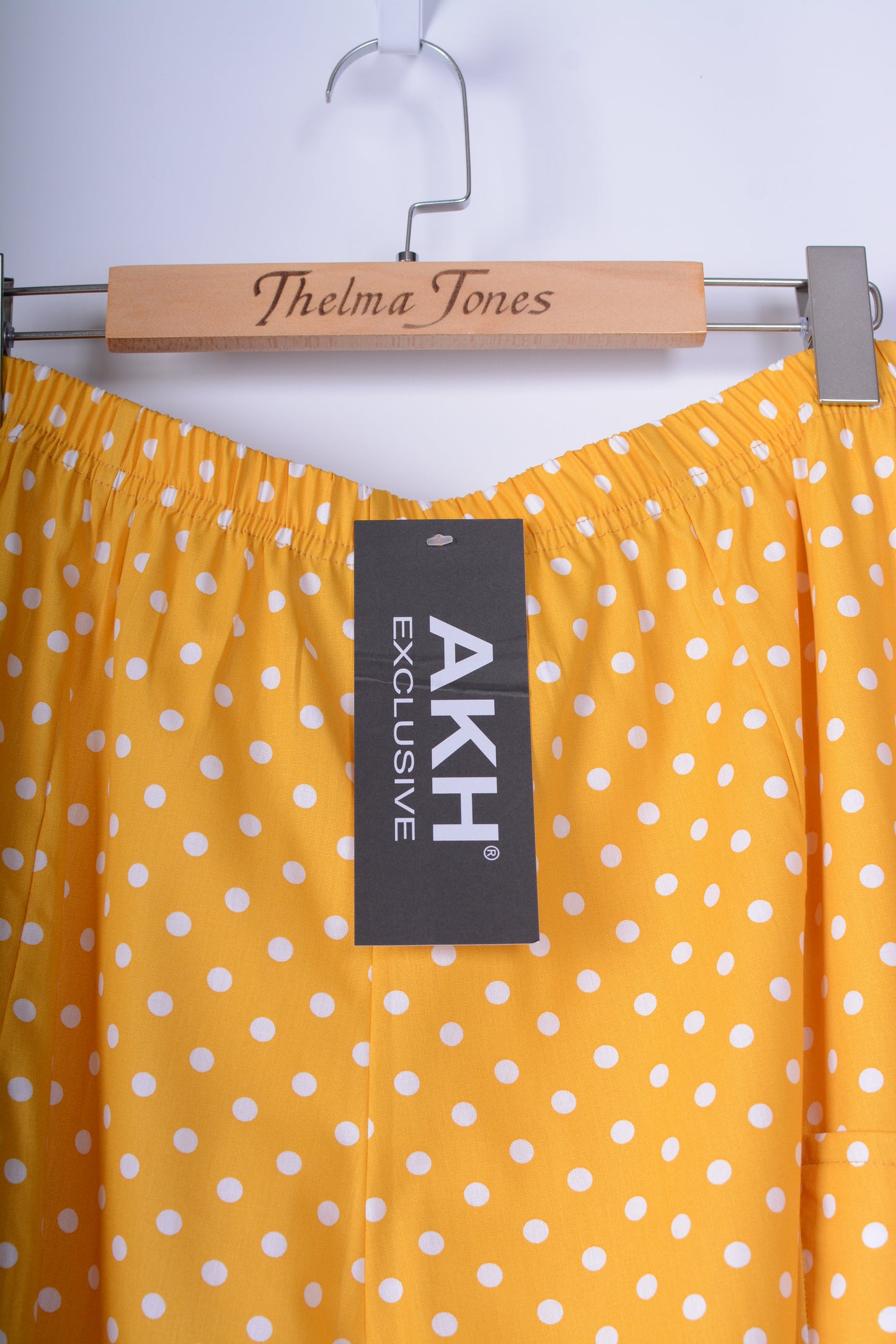 AKH Germany Lagenlook Wide Leg Barrel Trousers Yellow Polka Dot - B243