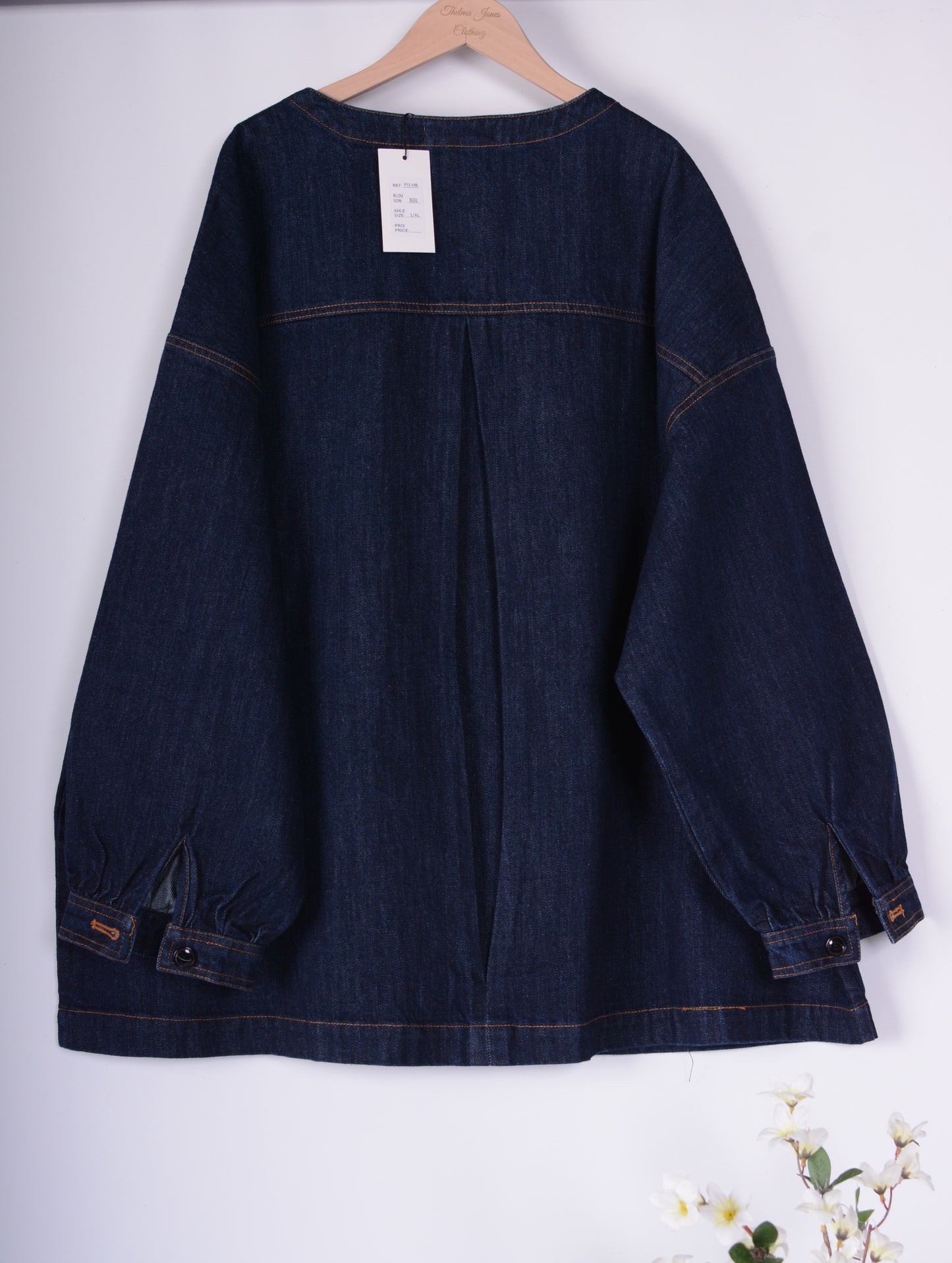 Bella Blue Dark Denim Lagenlook Casual Jacket Pockets L/XL - B250