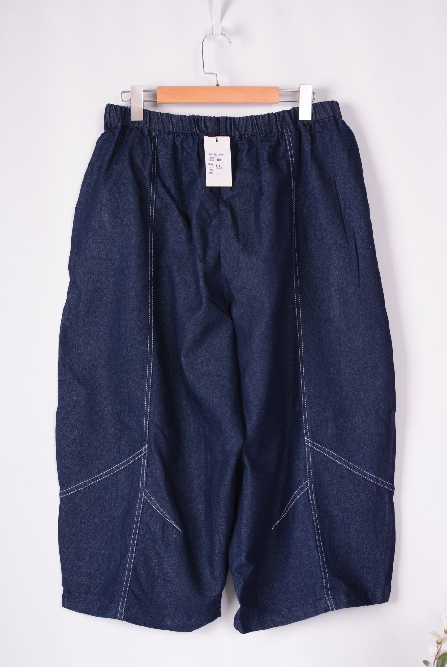 Bella Blue Wide Leg Dark Denim Blue Jeans Lagenlook Pockets L/XL 16/18 - B314