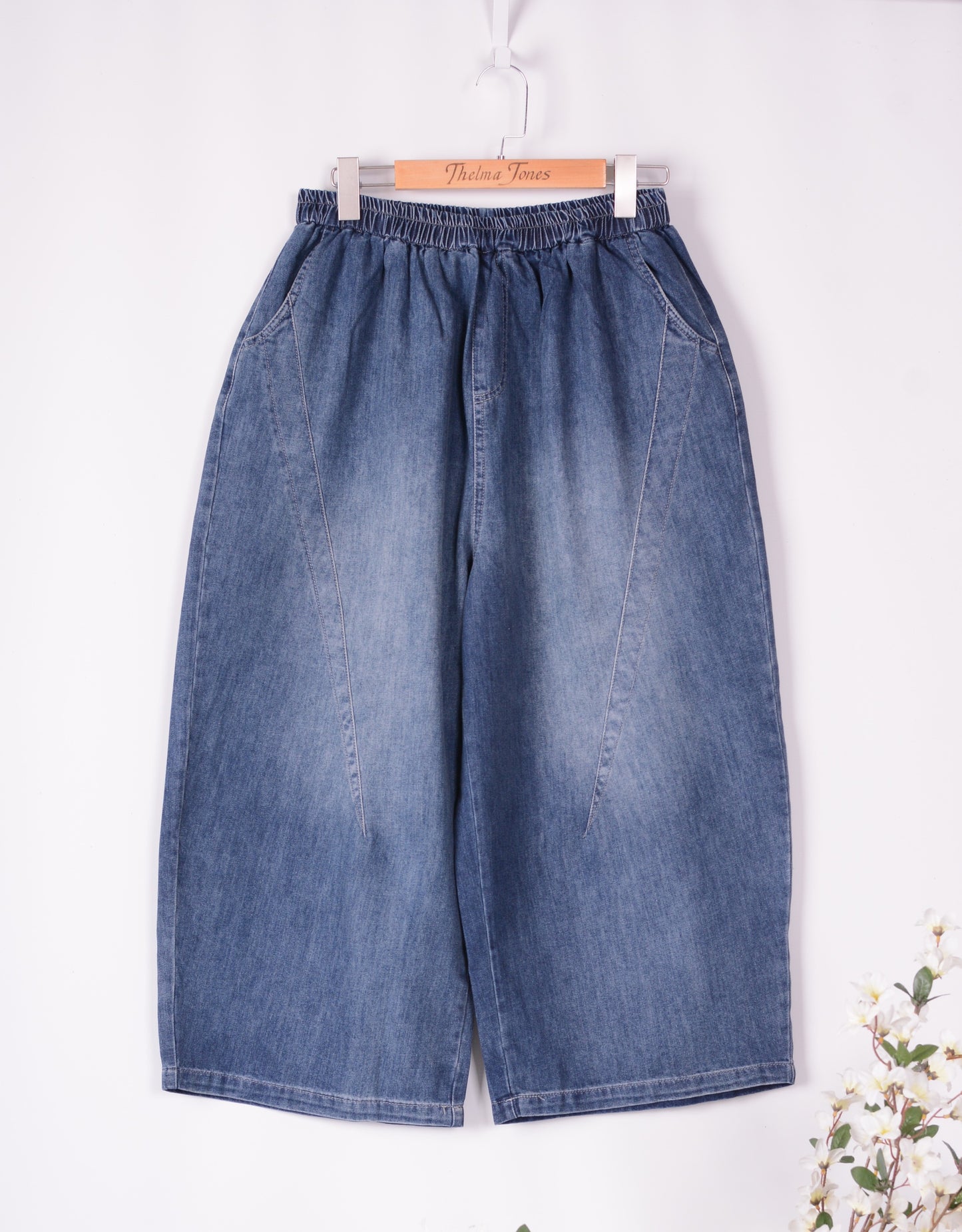 Bella Blue Wide Leg Denim Blue Jeans Lagenlook L/XL 16/18 - B311