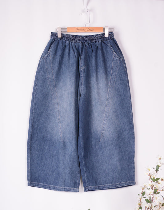 Bella Blue Wide Leg Denim Blue Jeans Lagenlook L/XL 16/18 - B311