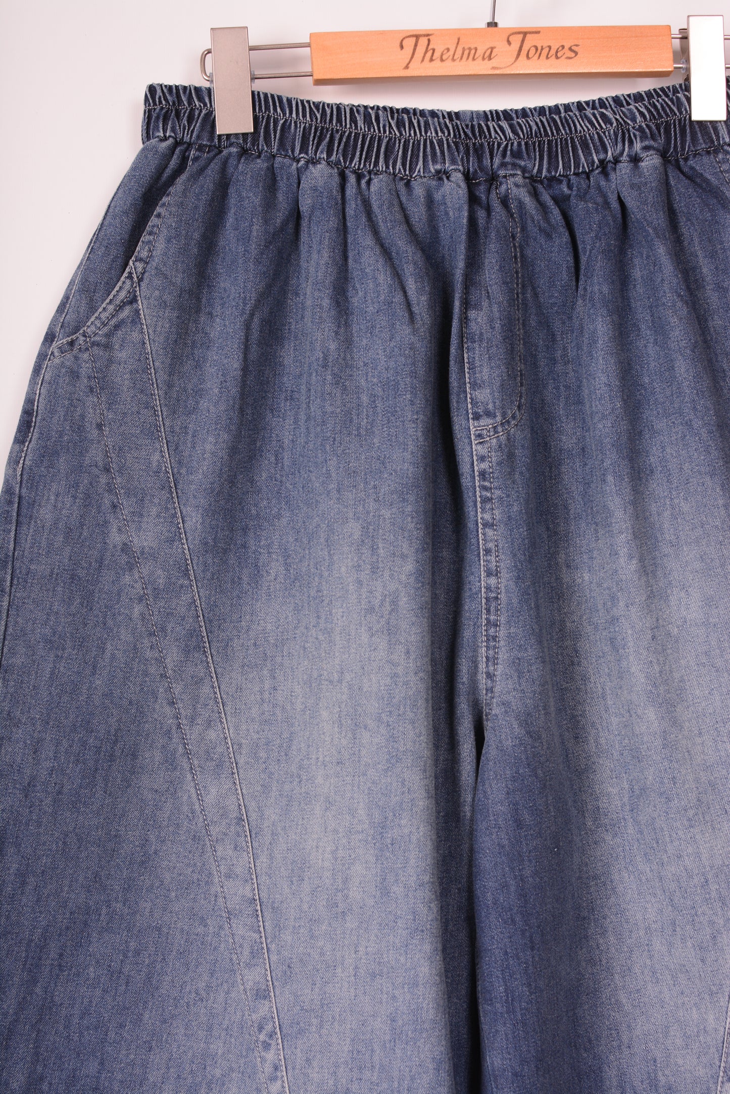 Bella Blue Wide Leg Denim Blue Jeans Lagenlook L/XL 16/18 - B311