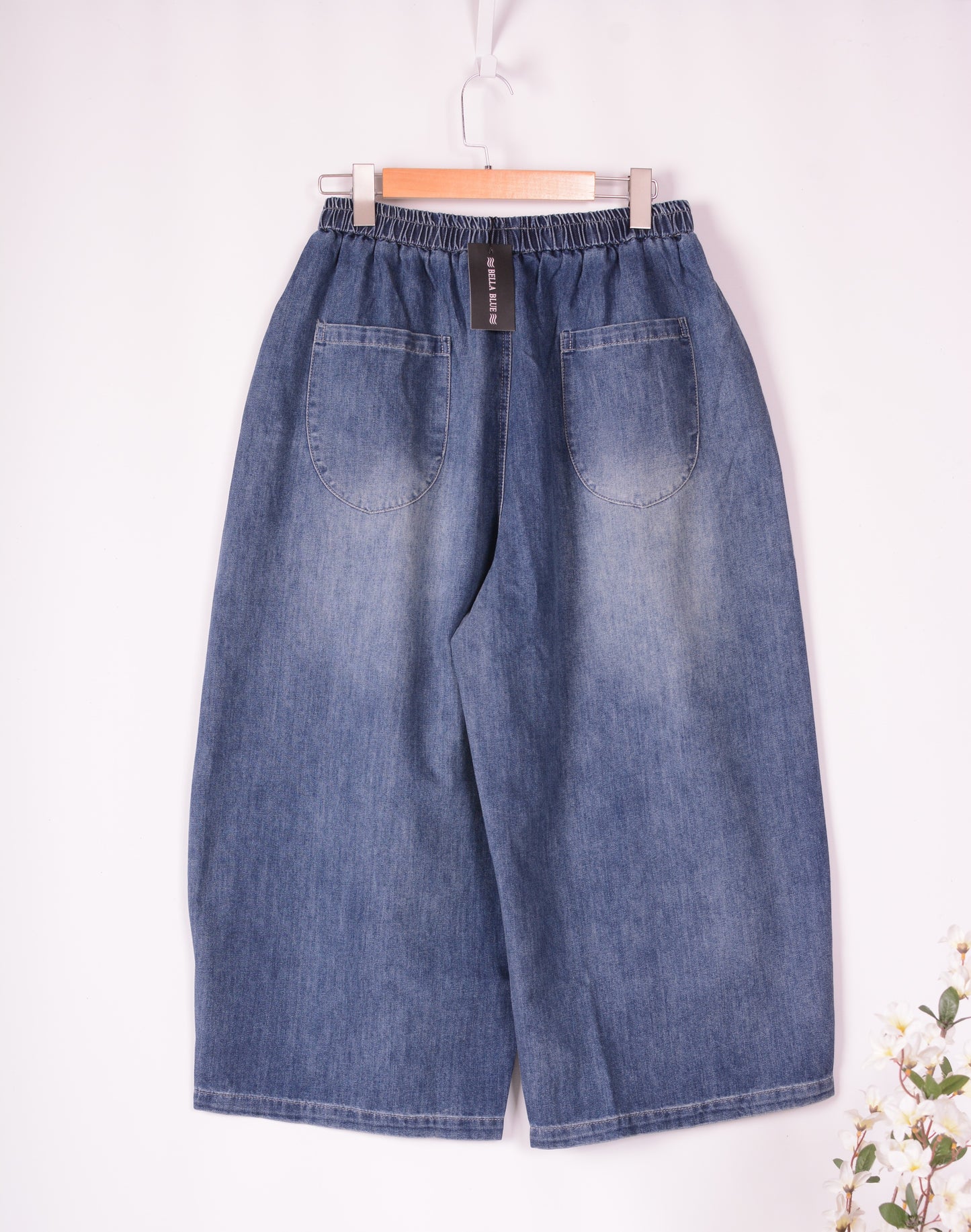 Bella Blue Wide Leg Denim Blue Jeans Lagenlook L/XL 16/18 - B311