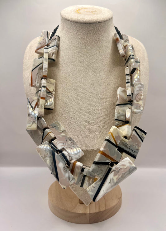 Sobral 'Tears of Gold' Resin Beaded Necklace Lagenlook  - 130826