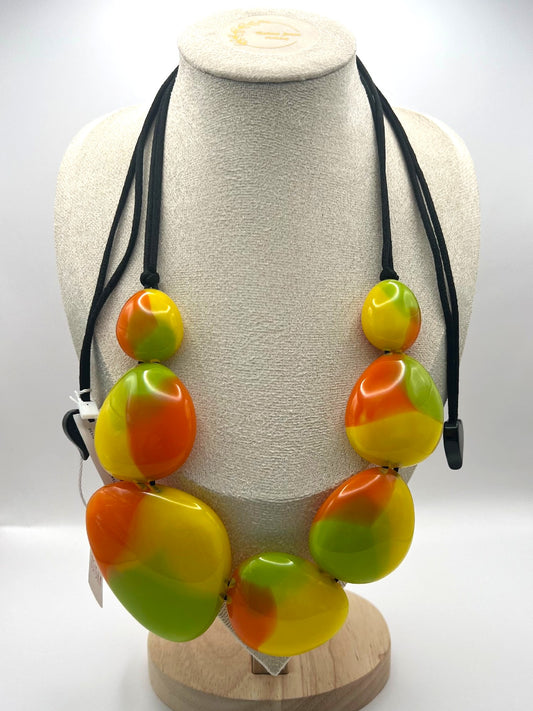 Zsiska -  Prue Leith Yellow, Orange, Green Resin Necklace - ZS13