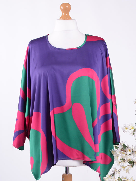 Bella Blue Colourful Lagenlook Tunic S/M - B122