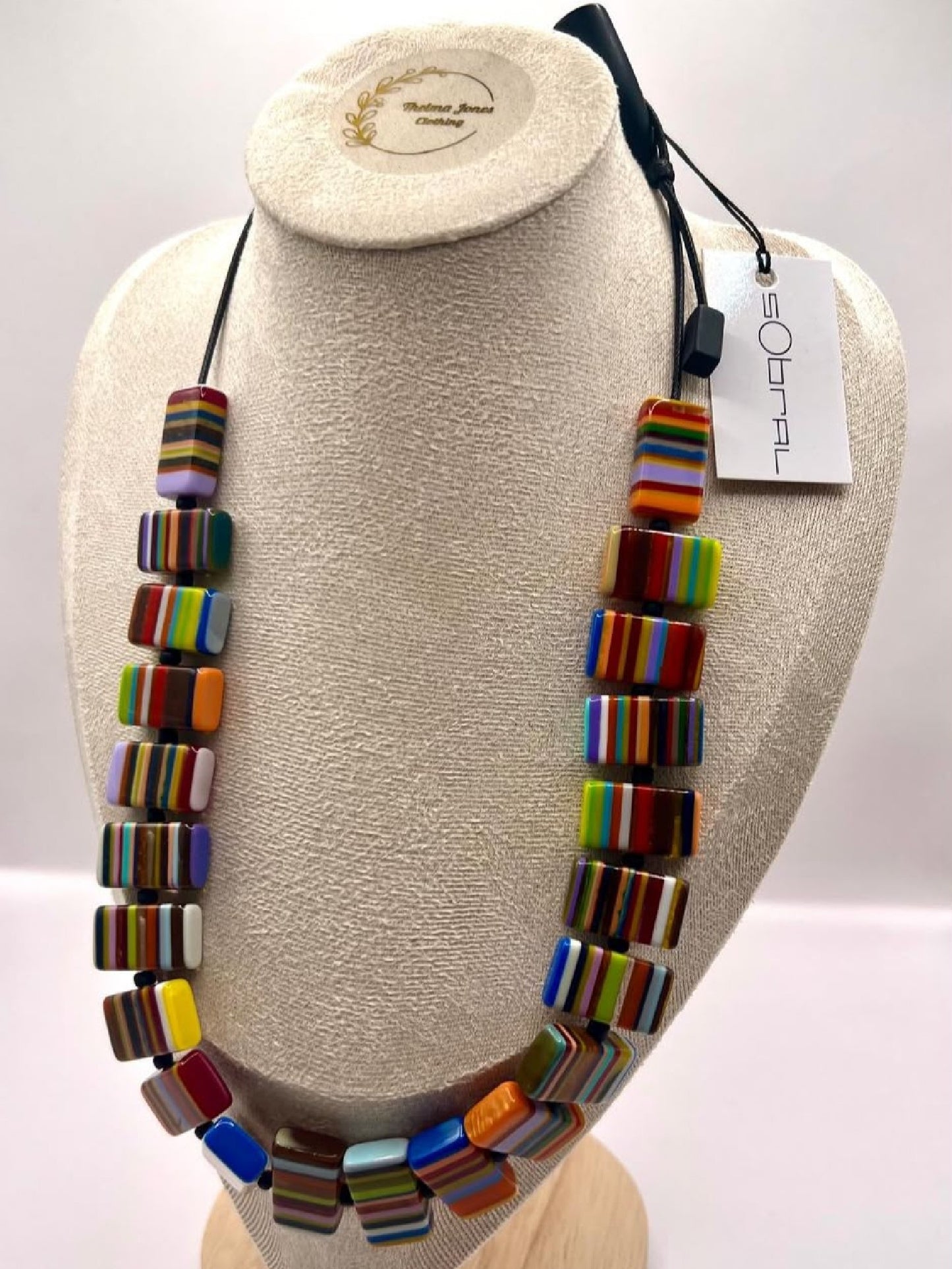 Sobral Pop Art 'Rachel' Multi Stripe Lagenlook Statement Necklace - 0034