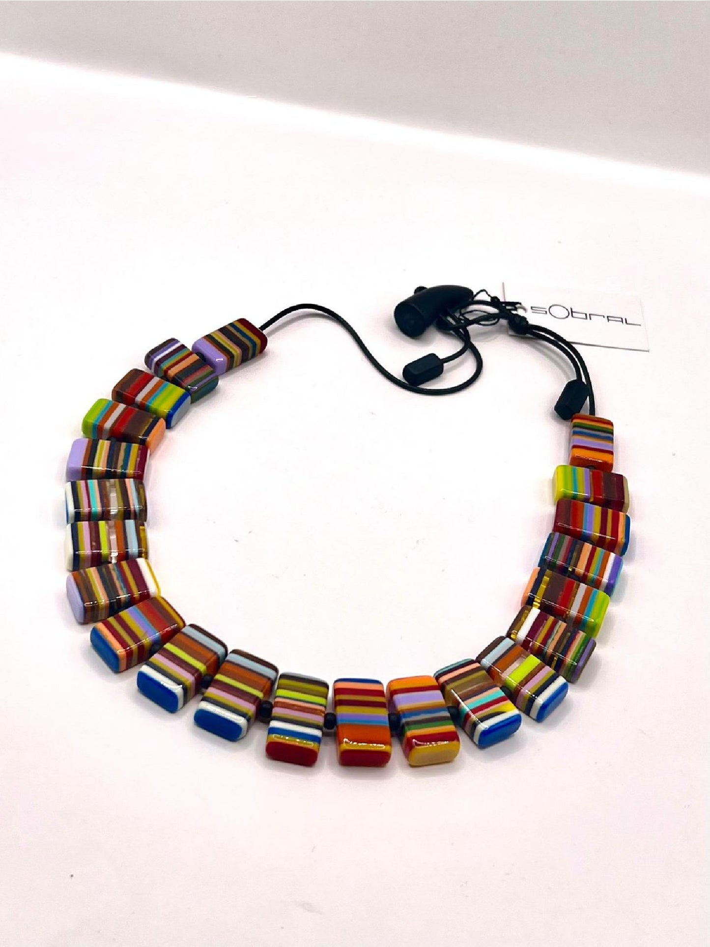 Sobral Pop Art 'Rachel' Multi Stripe Lagenlook Statement Necklace - 0034