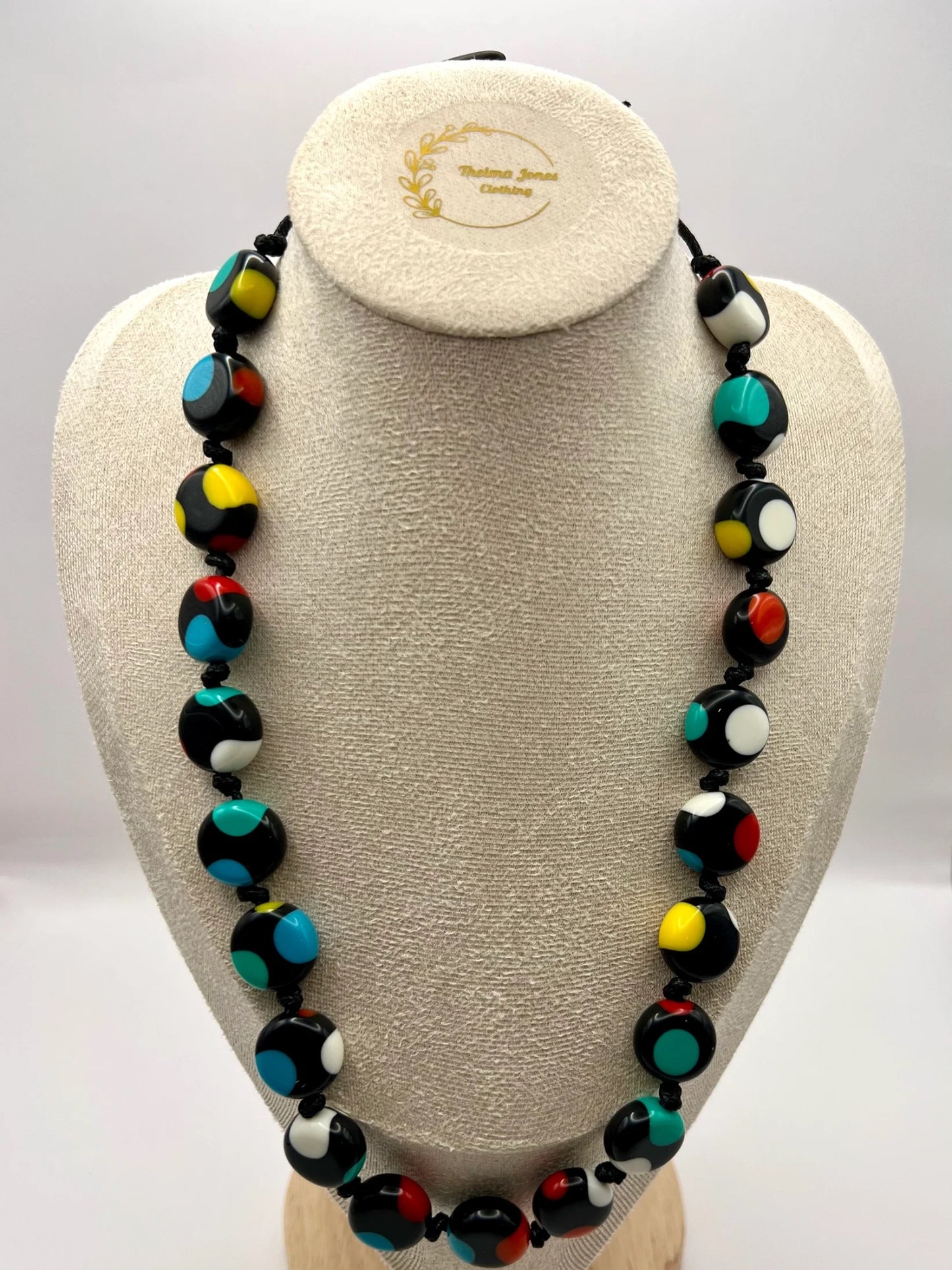 Sobral Yoi Dots Resin Beaded Necklace Lagenlook Multicoloured  - SB6