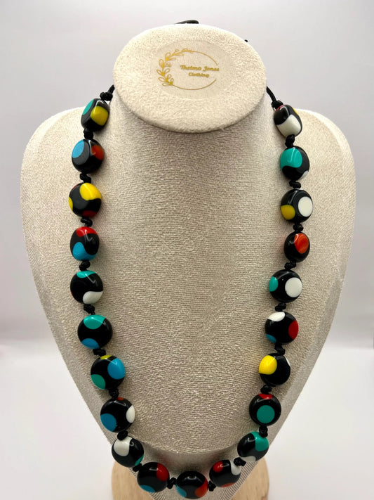 Sobral Yoi Dots Resin Beaded Necklace Lagenlook Multicoloured  - SB6
