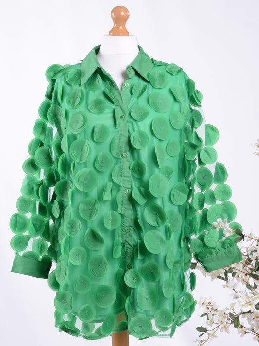 BUBBLEE Green Disc Blouse - B334