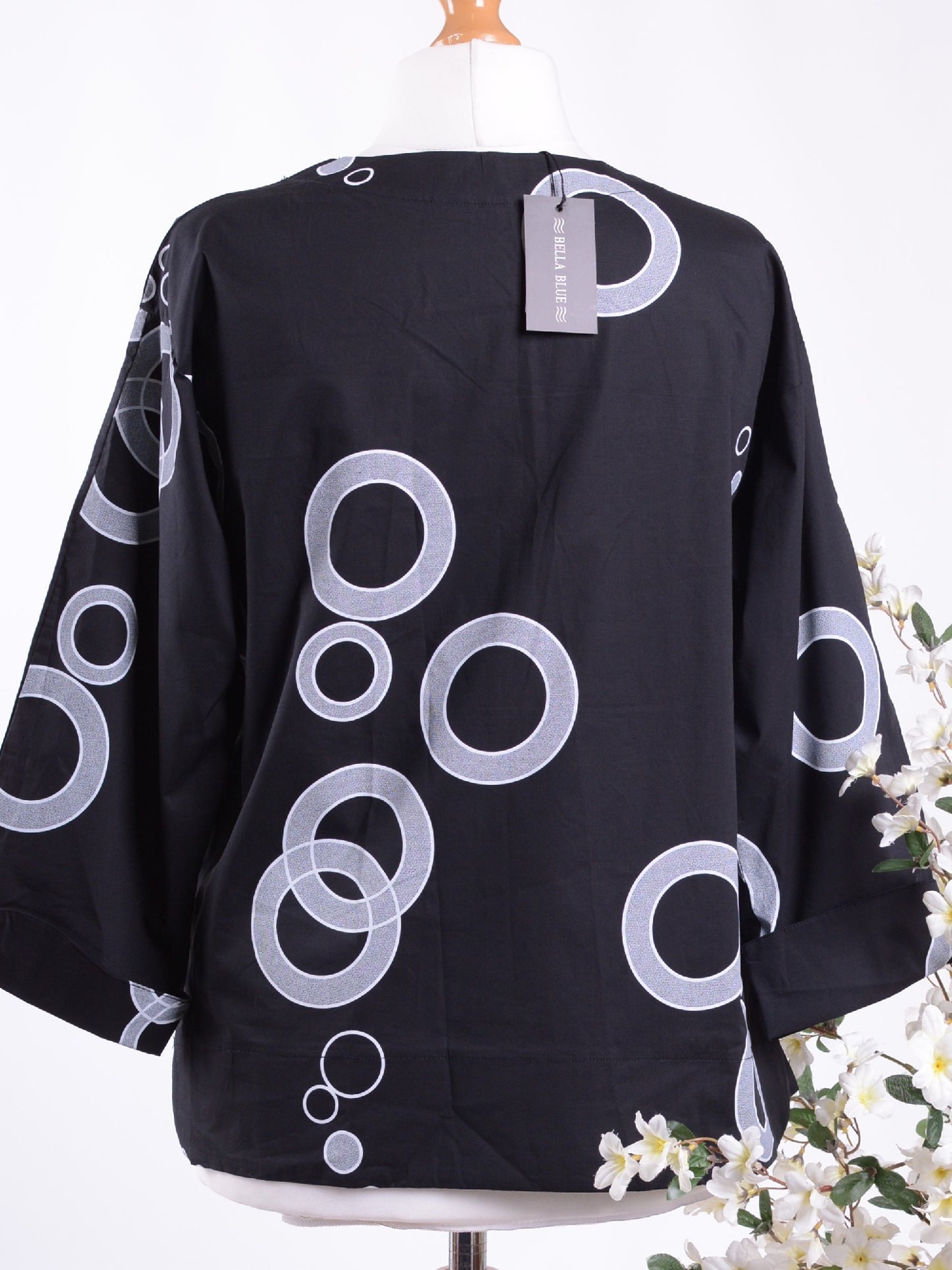Bella Blue Black/White Lagenlook Tunic S/M - B271