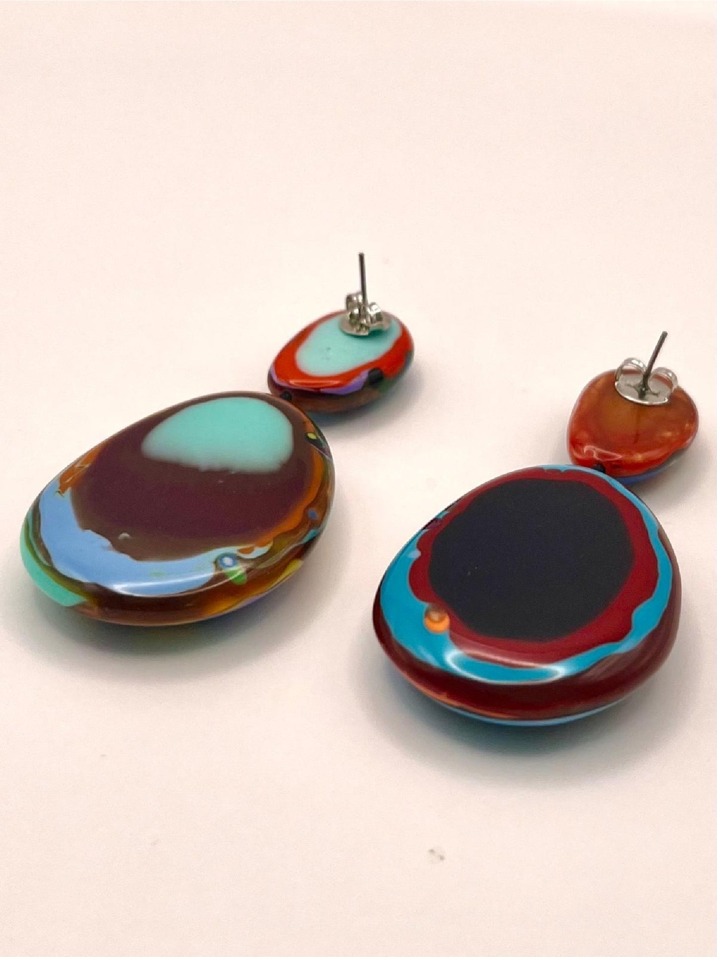 Sobral Gabriele K Multicolour Large Oval Beads Arty Earrings Lagenlook - 3609