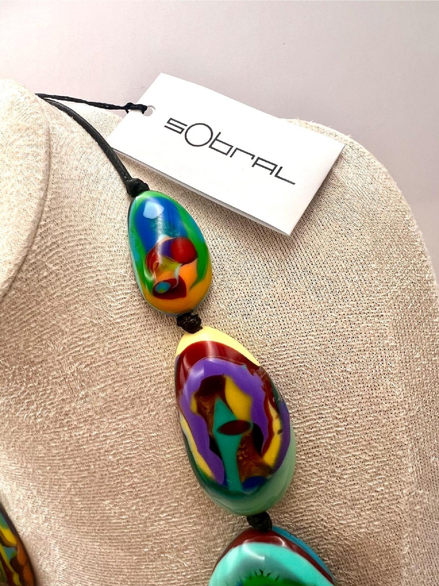 Sobral Gabriele K Multicolour Large Oval Beads Arty Necklace Lagenlook - 3616