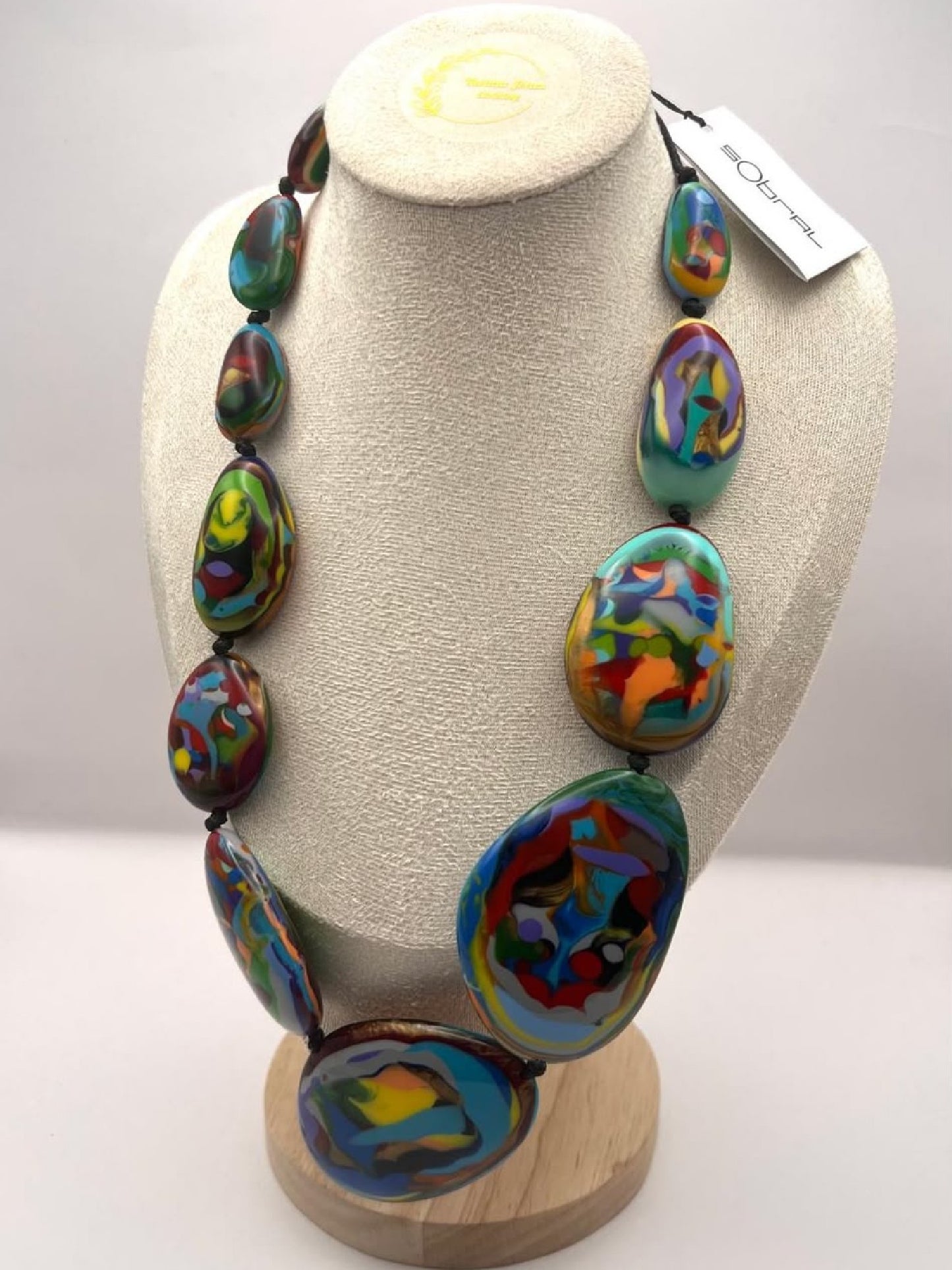Sobral Gabriele K Multicolour Large Oval Beads Arty Necklace Lagenlook - 3616